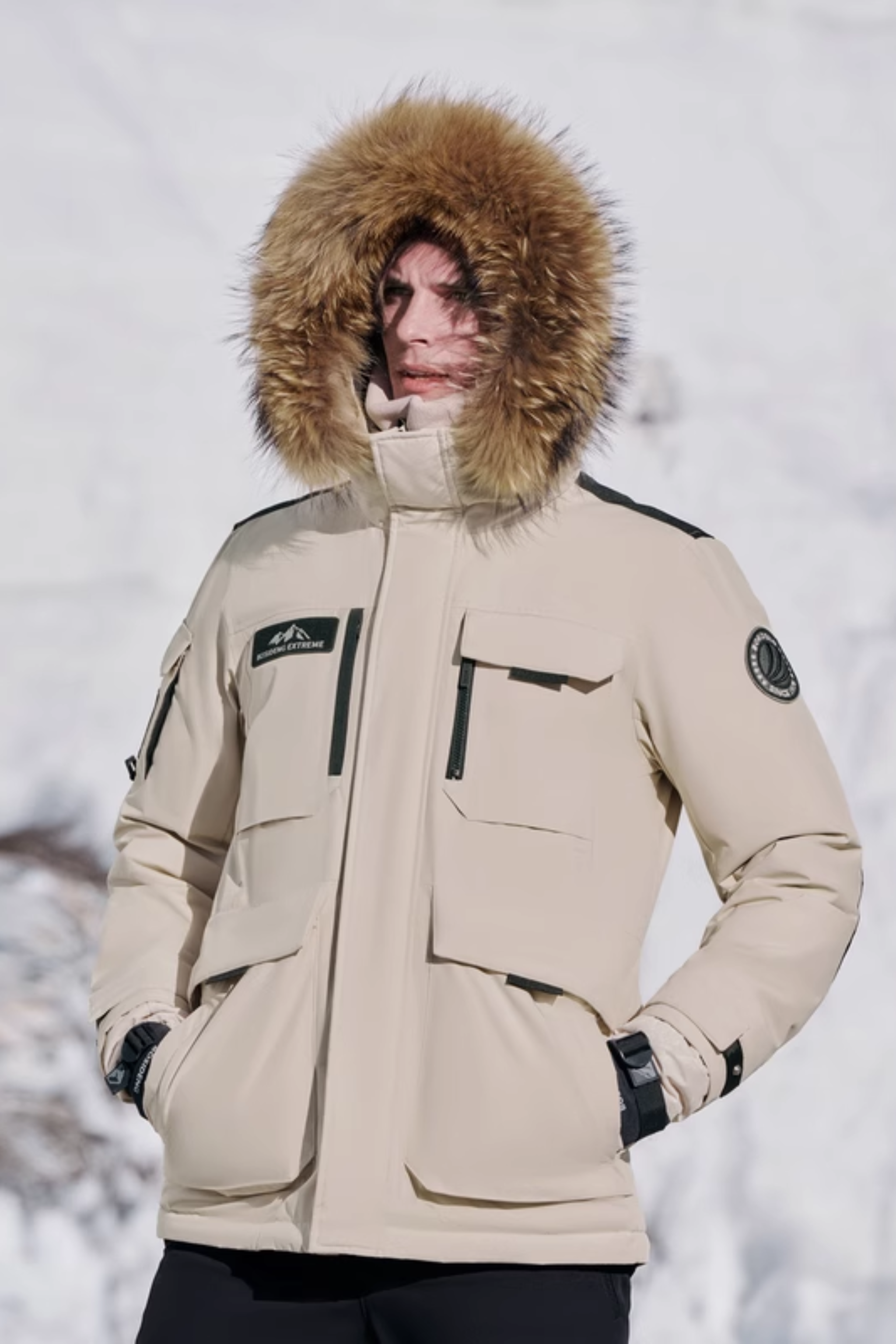 Classic extreme goose down parka with fur hood 2317