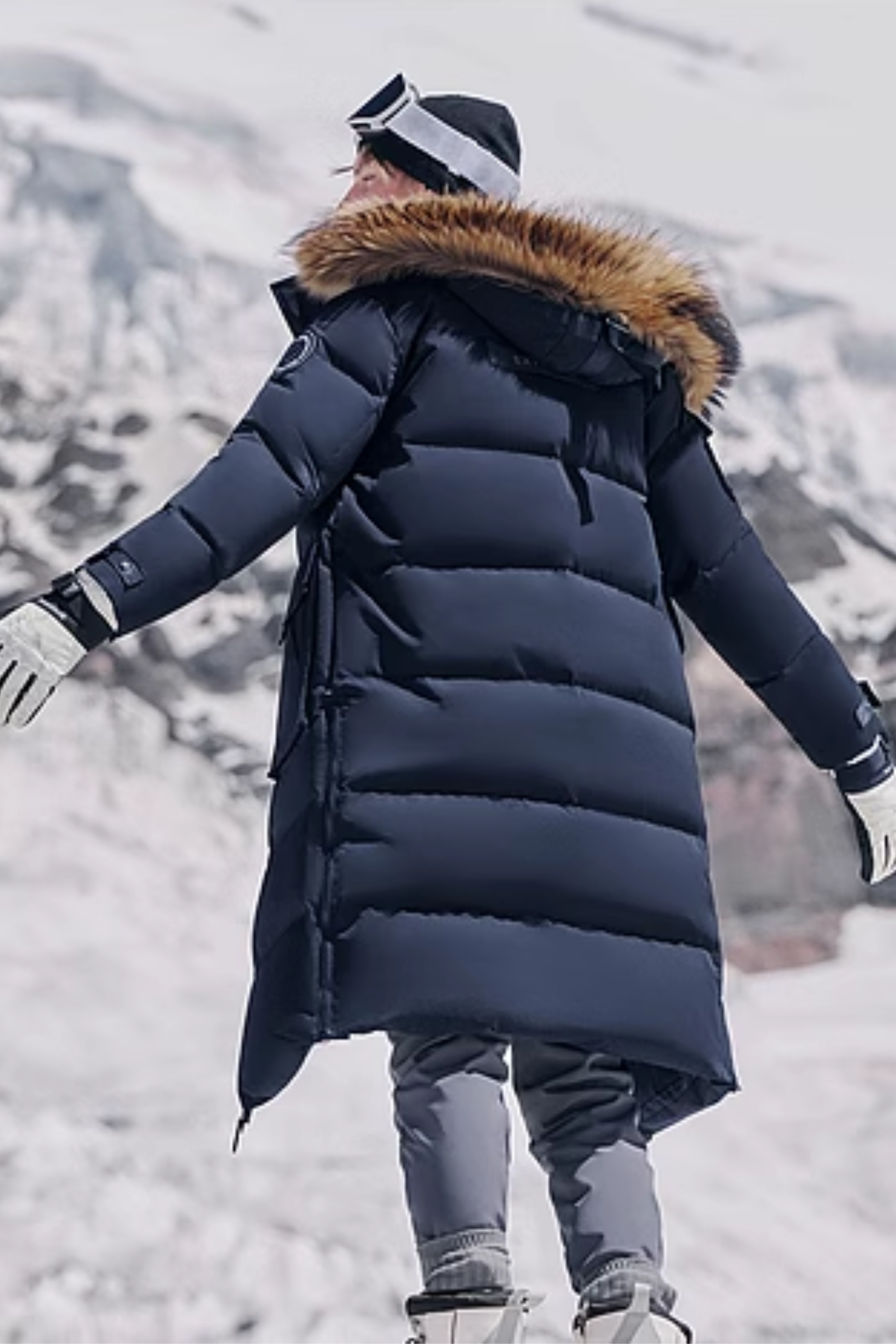 Classic Extreme Full-length Goose Down Parka With Fur Hood