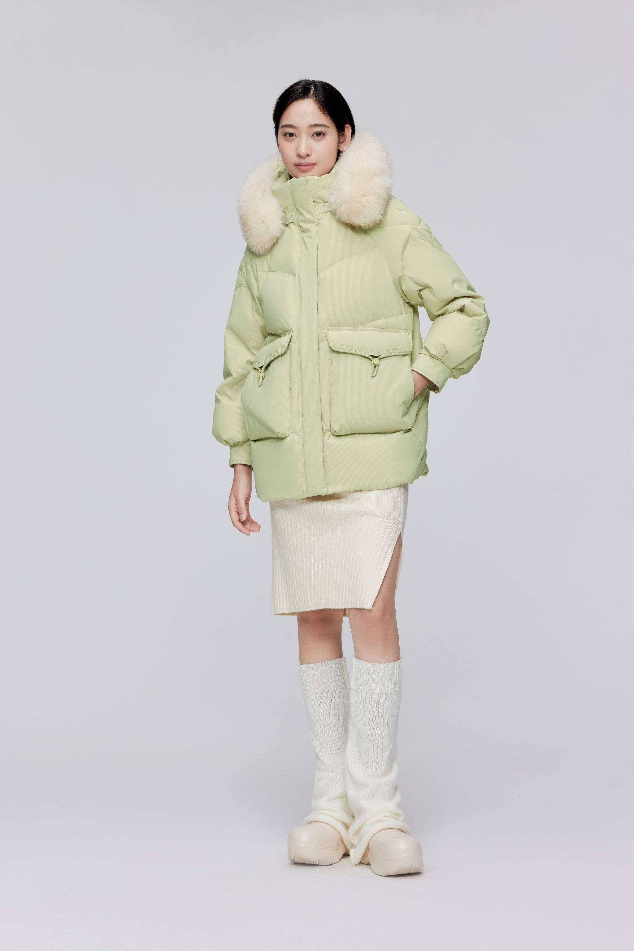 Classic Oversized Down Jacket with Fur 5268