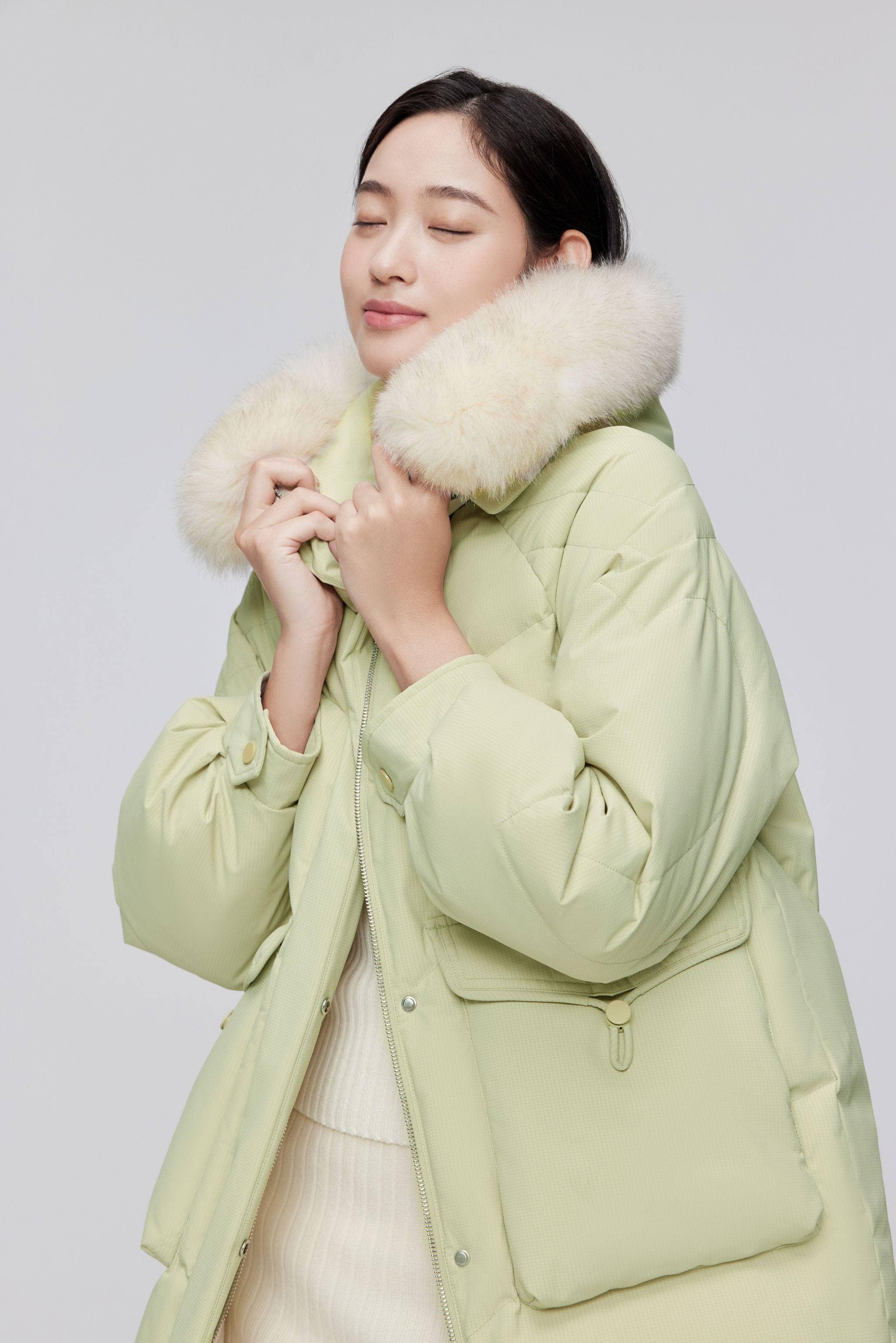 Classic Oversized Down Jacket with Fur 5268