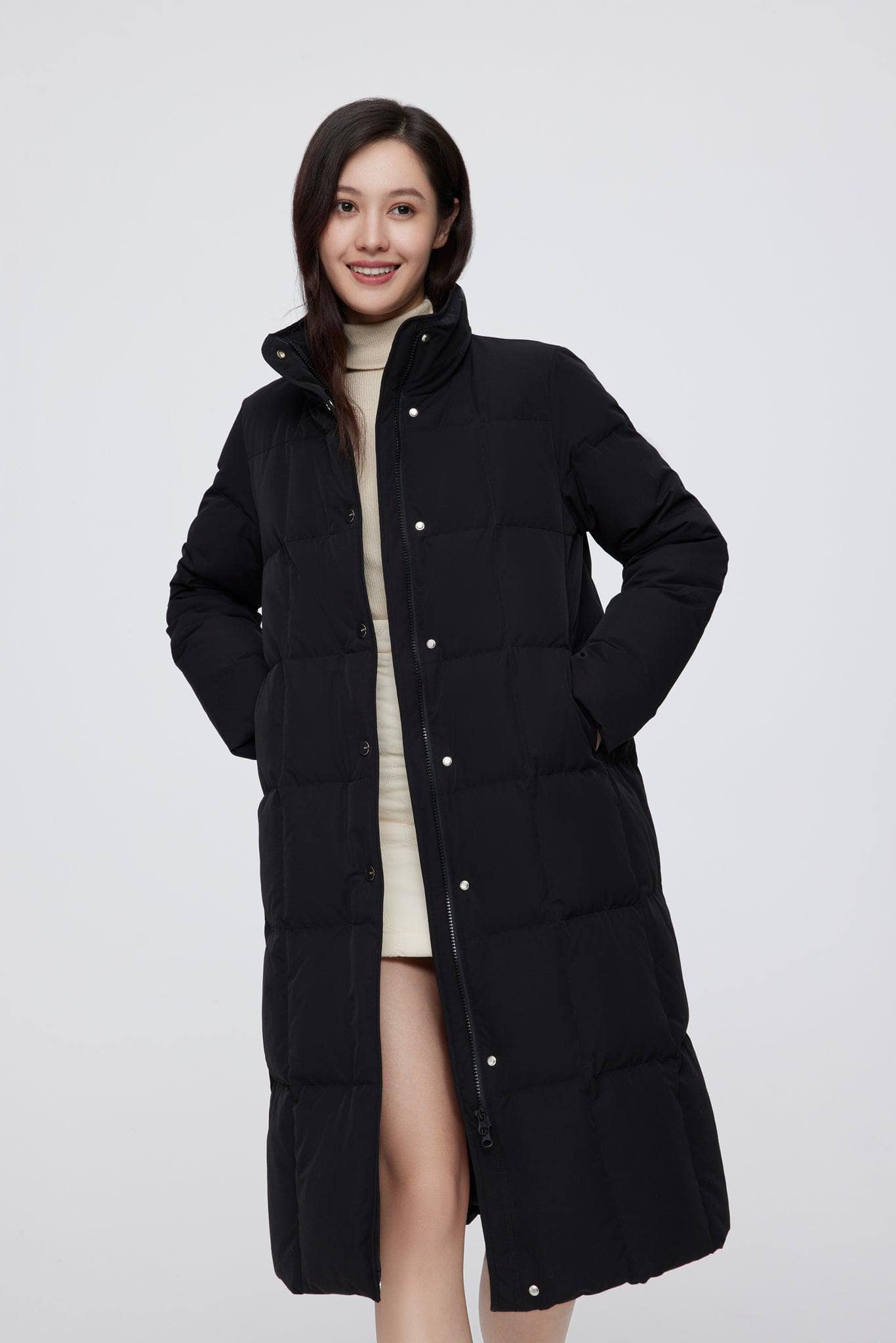 BOSIDENG 2022 Long Down Jacket With Standing Collar Jacket 6 / Black