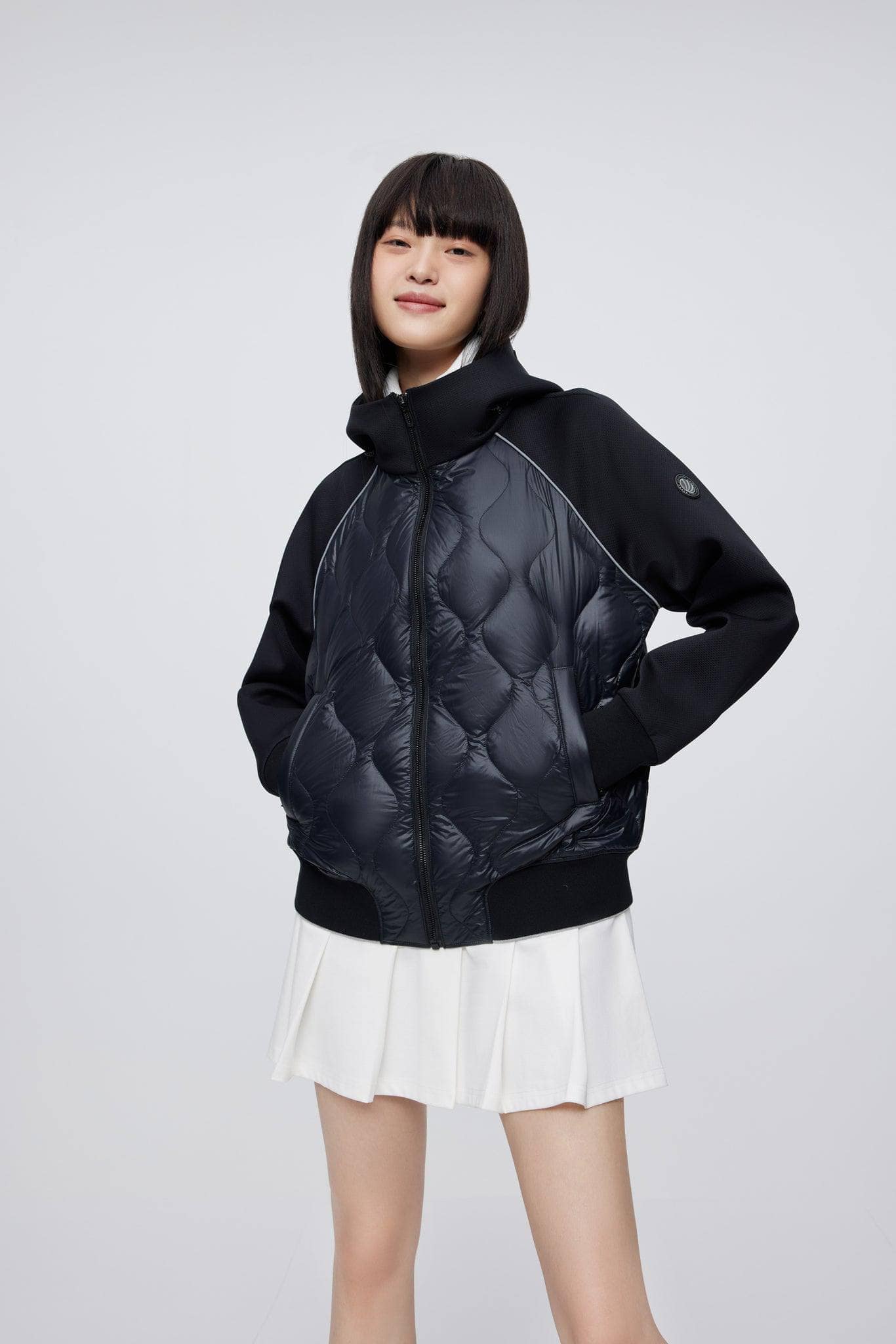 BOSIDENG 2022 Mixed Down Hoodie Jacket 6 / Black