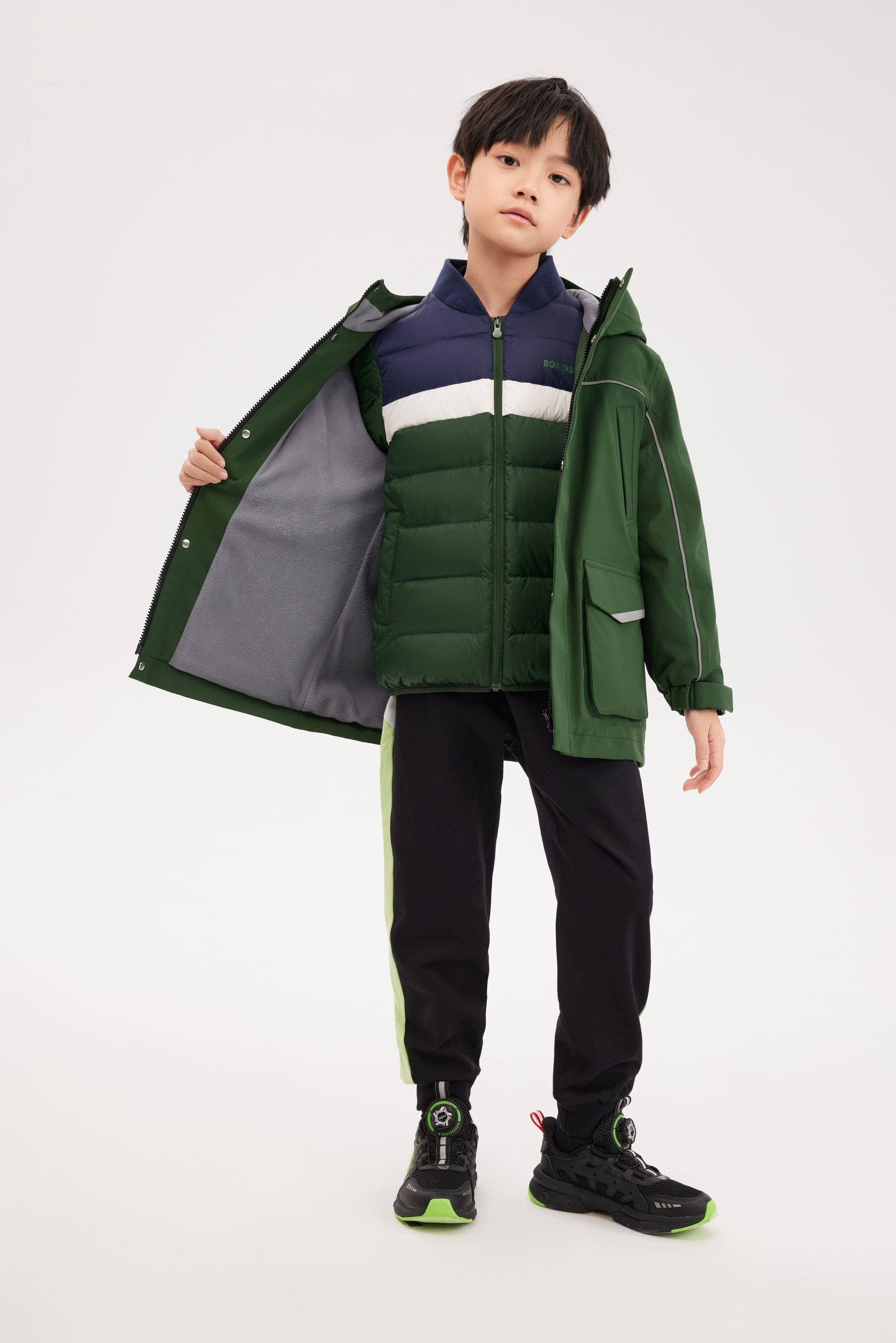 BOSIDENG 2022 2-in-1 Kid's Down Jacket Jacket 7-8 yrs / Green