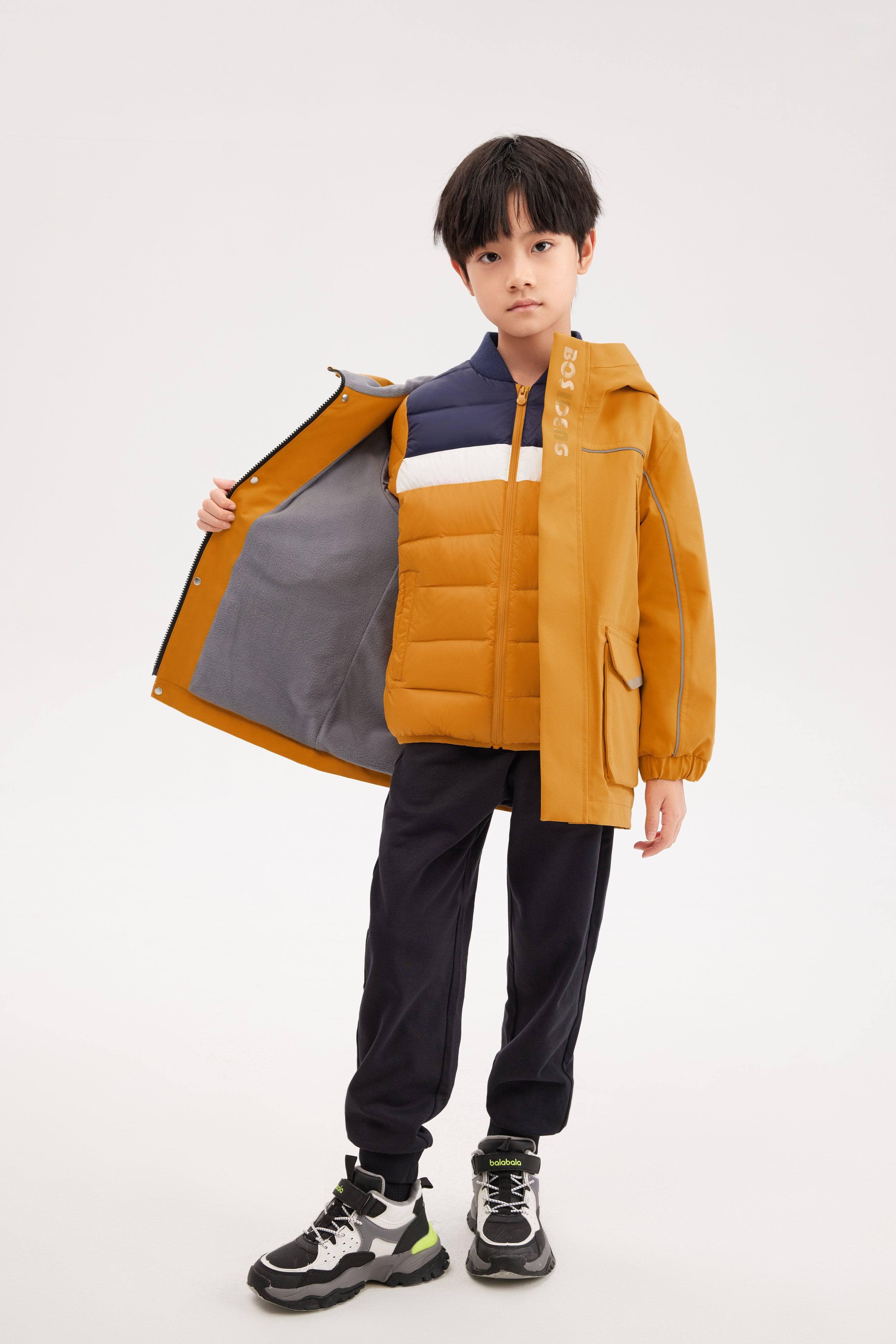 BOSIDENG 2022 2-in-1 Kid's Down Jacket Jacket 7-8 yrs / Warm Light Yellow