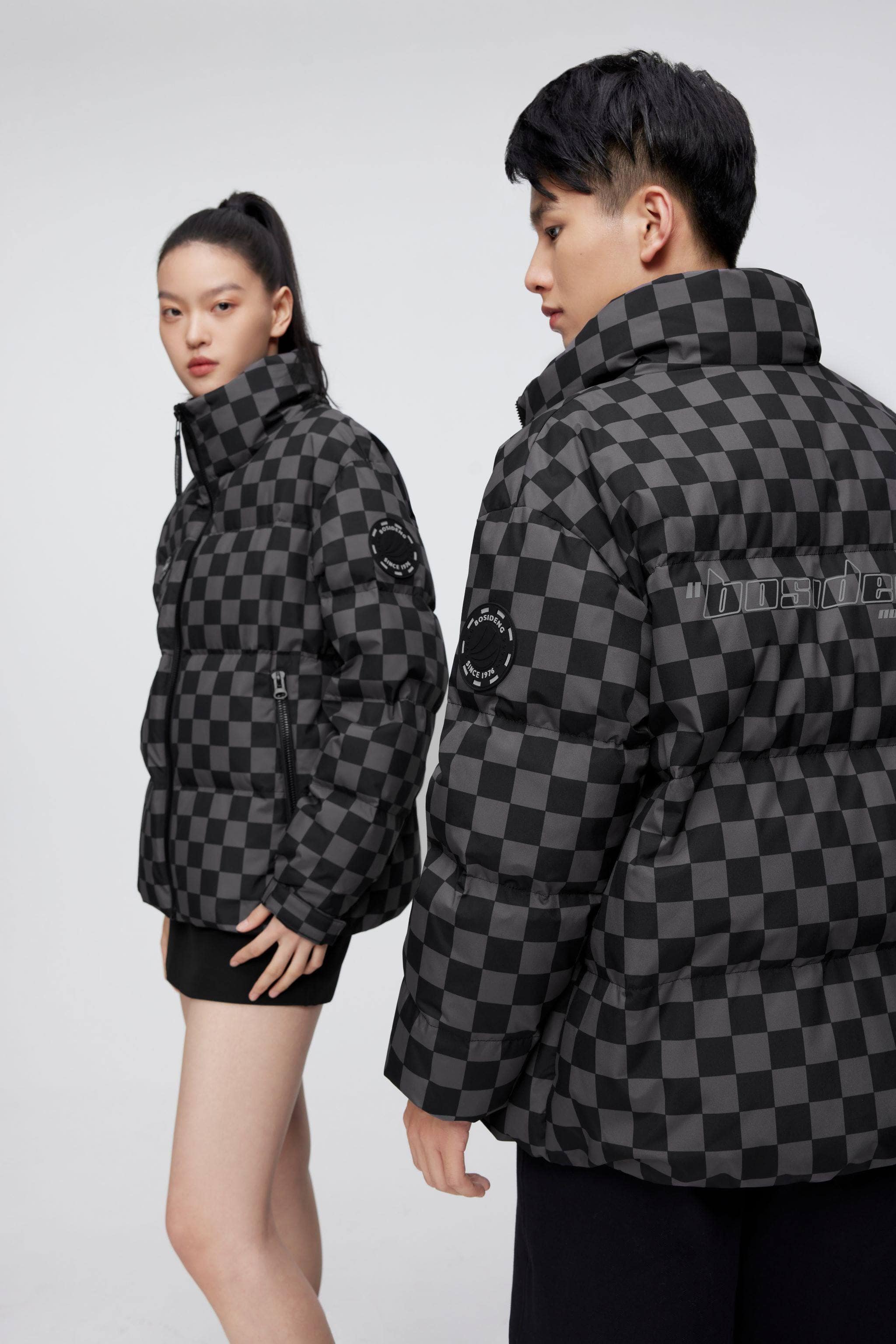 Checkered puffer jacket online