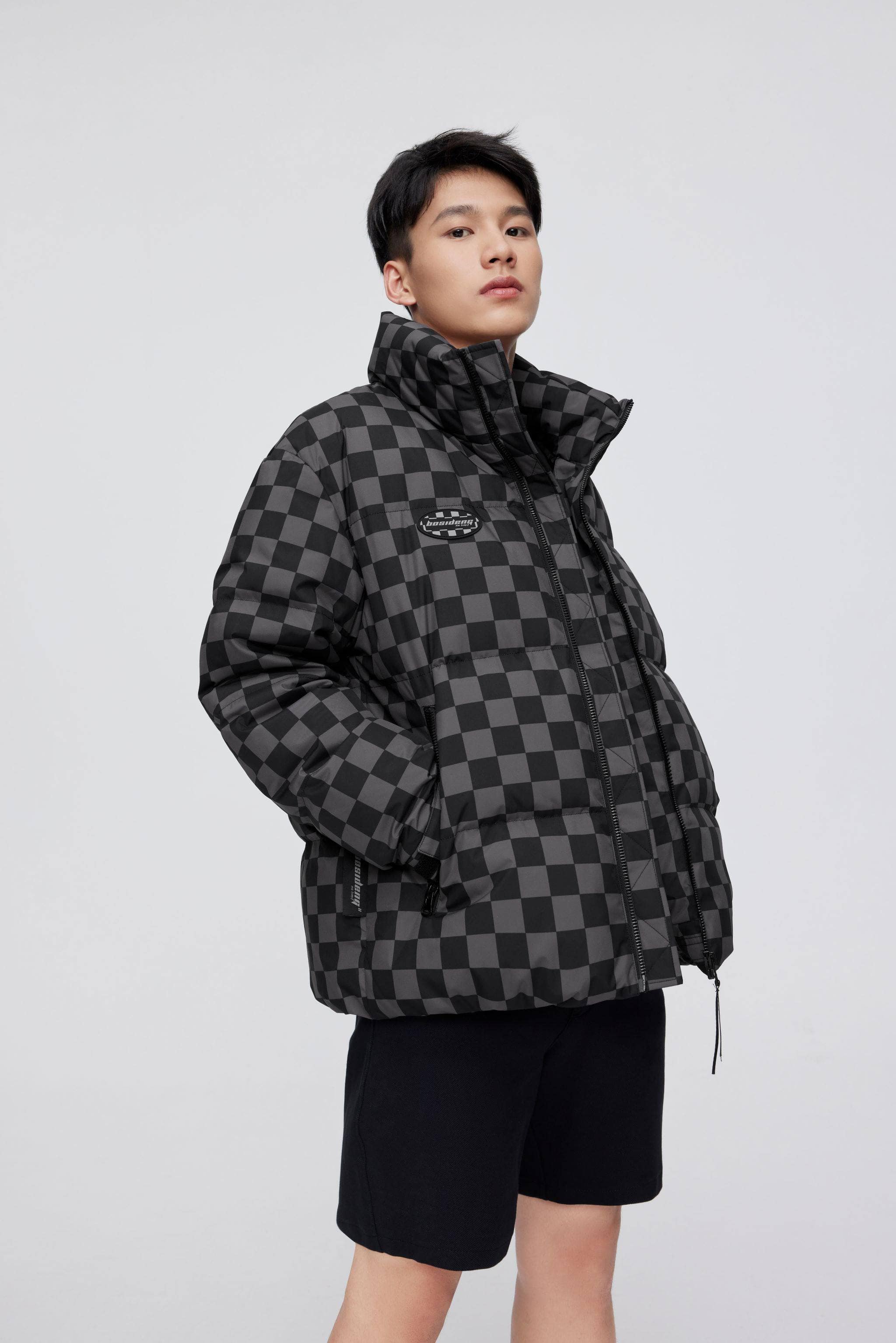 BOSIDENG 2022 Checkerboard Short Down Puffer Jacket