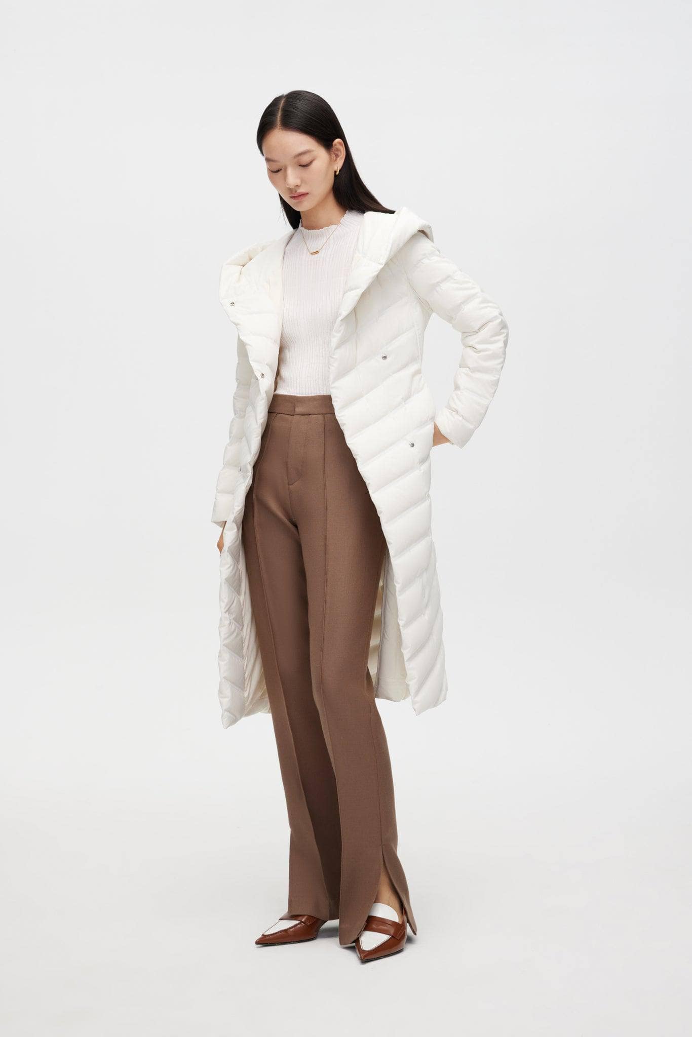 BOSIDENG 2022 Long Wrap Goose Down Coat With Belt Jacket