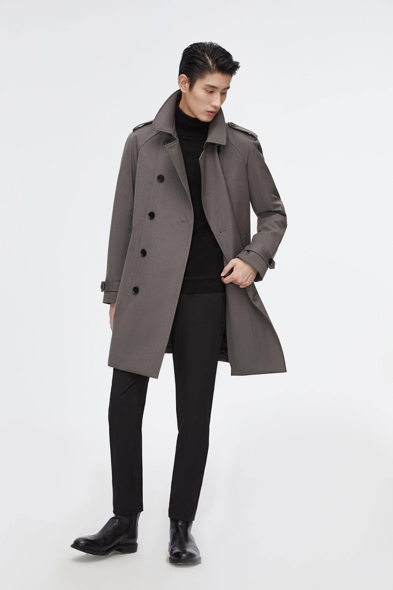 BOSIDENG 2022 Mid-length Detachable Goose Down Trench Coat Jacket