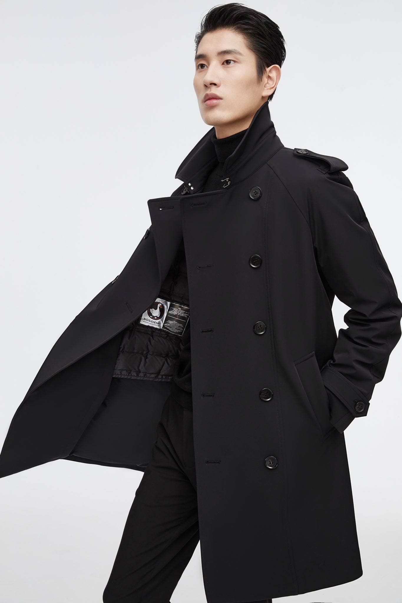 BOSIDENG 2022 Mid-length Detachable Goose Down Trench Coat Jacket