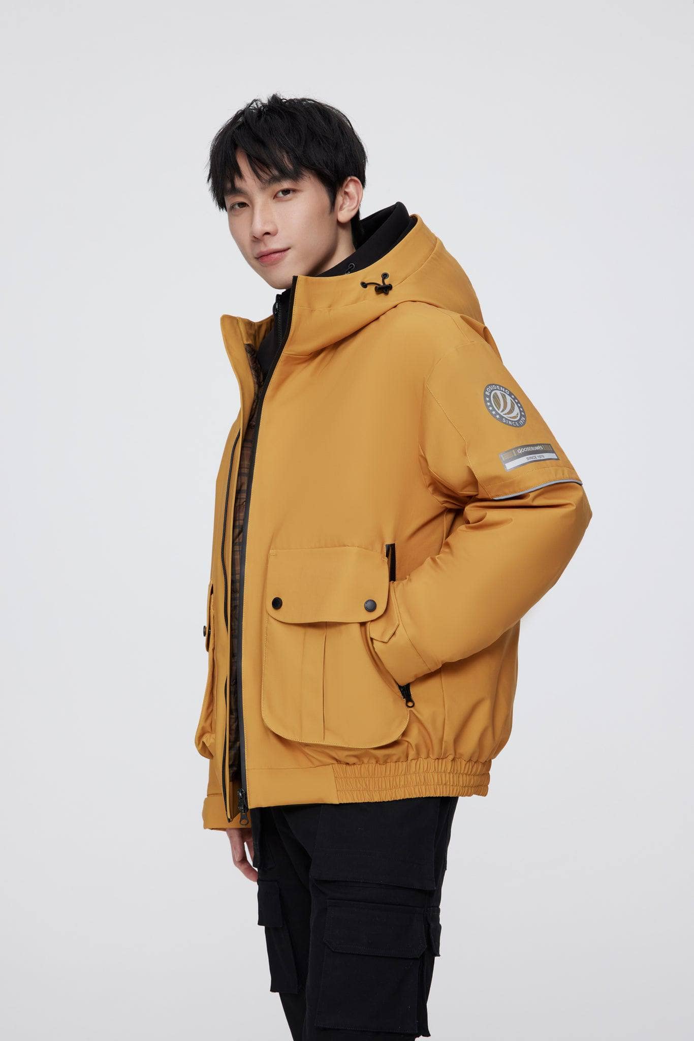 BOSIDENG 2022 Short Goose Down Jacket With Hood Jacket S / Sail Yellow