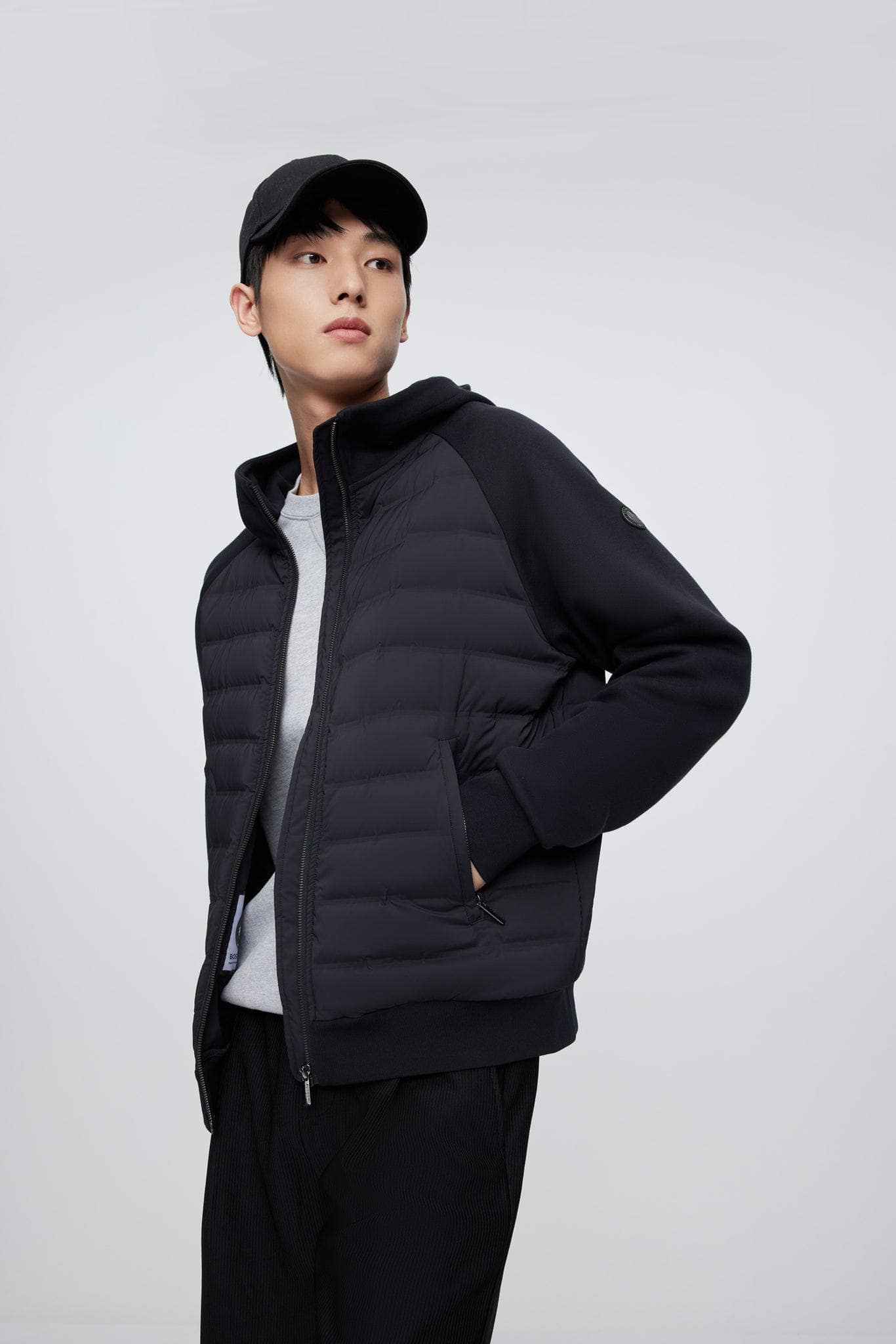 BOSIDENG 2022 Hoodie With Down Jacket XS / Black