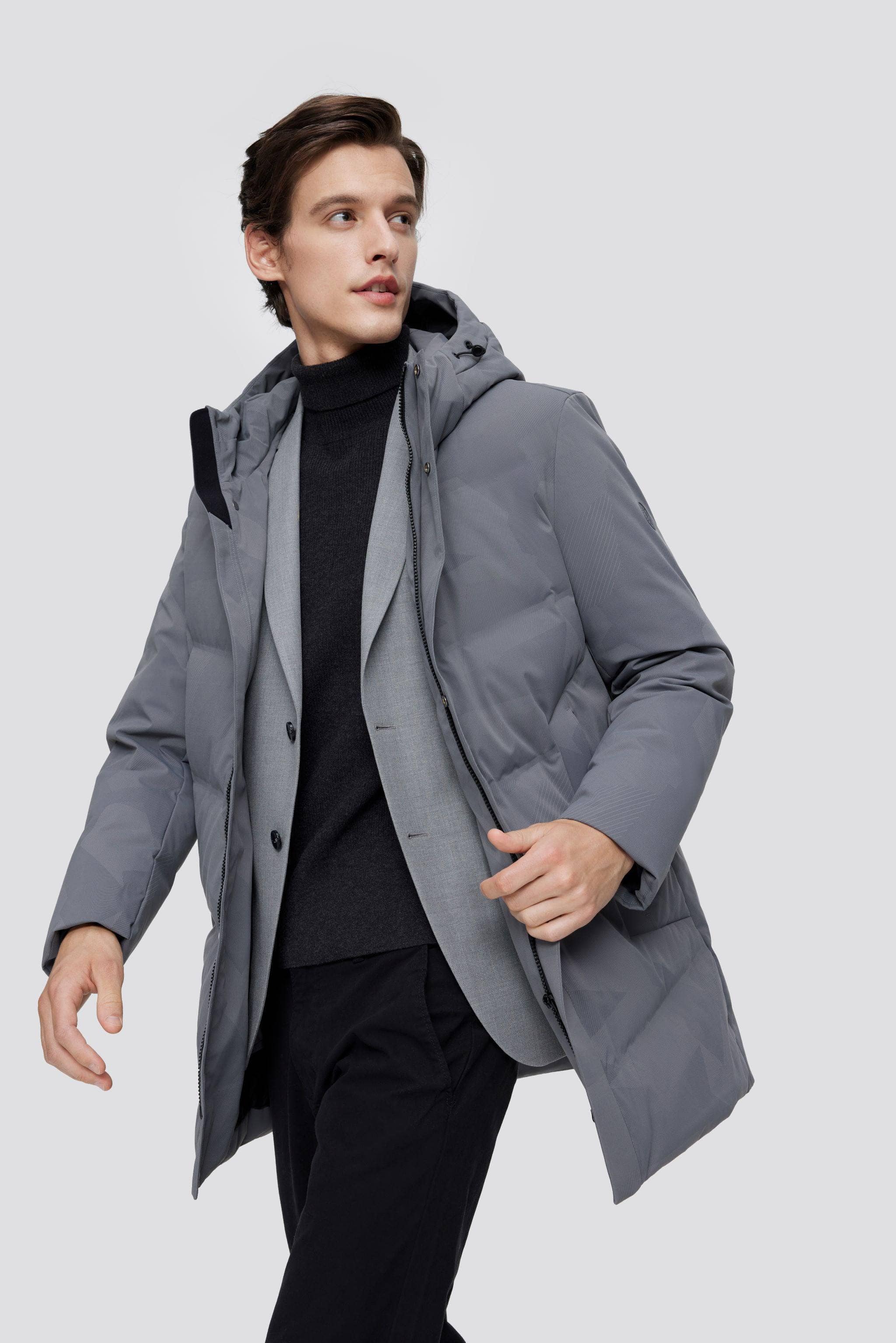 BOSIDENG 2022 Men's Hooded Jacket XS / Geometric Grey