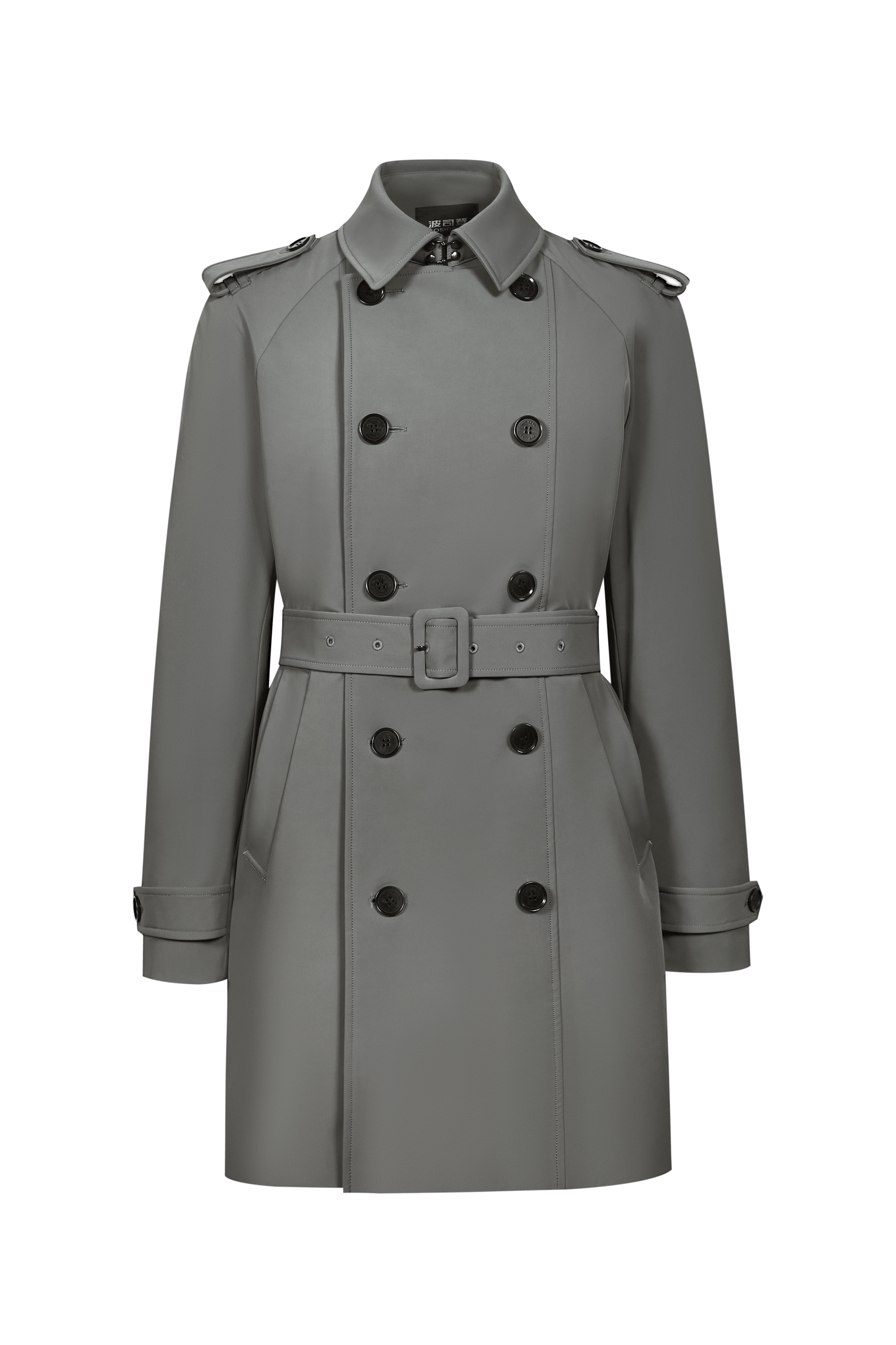 BOSIDENG 2022 Mid-length Detachable Goose Down Trench Coat Jacket XS / Grey Green