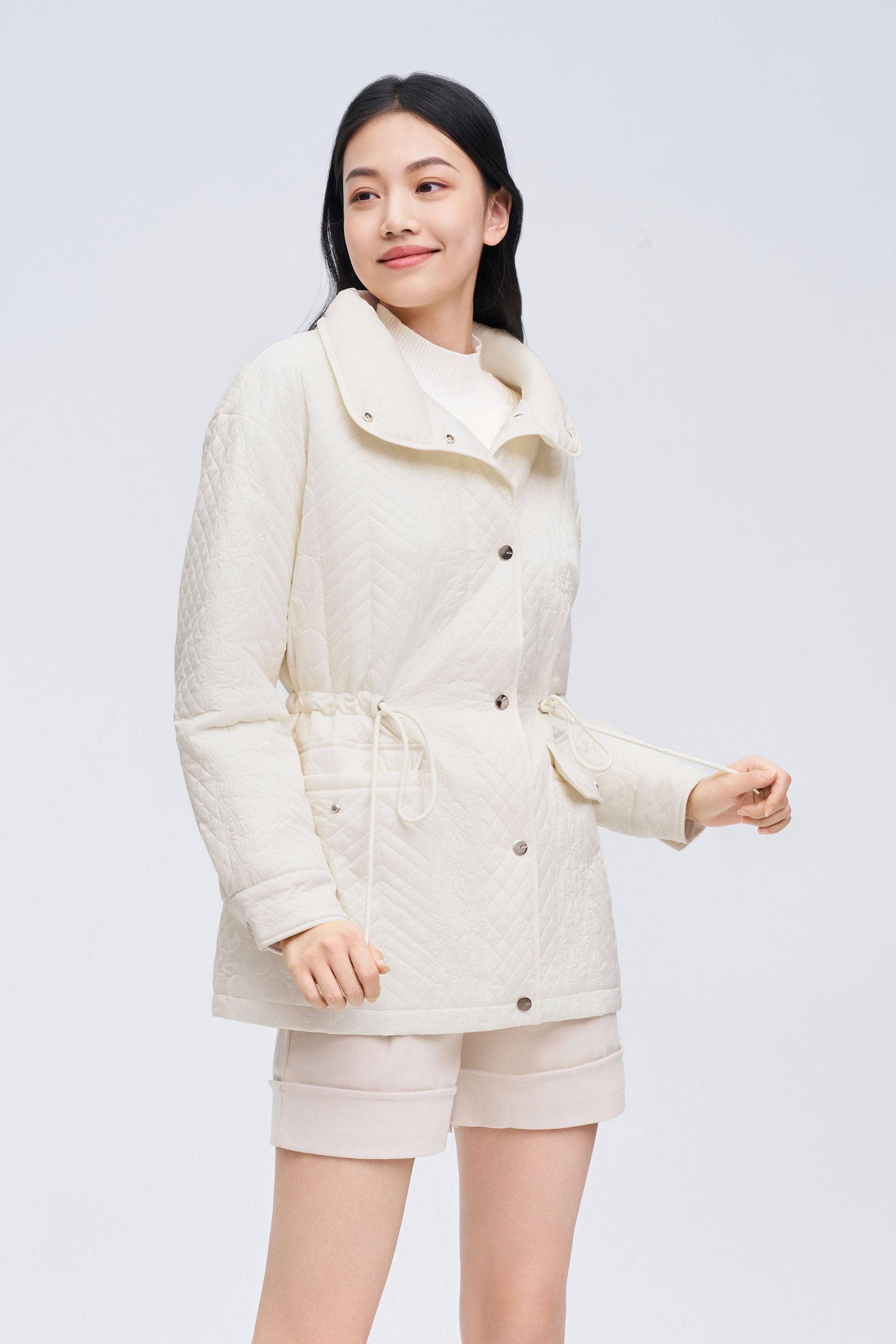 BOSIDENG 2023 Women's Adjustable Weightless Jacket Jacket 4 / Birch White