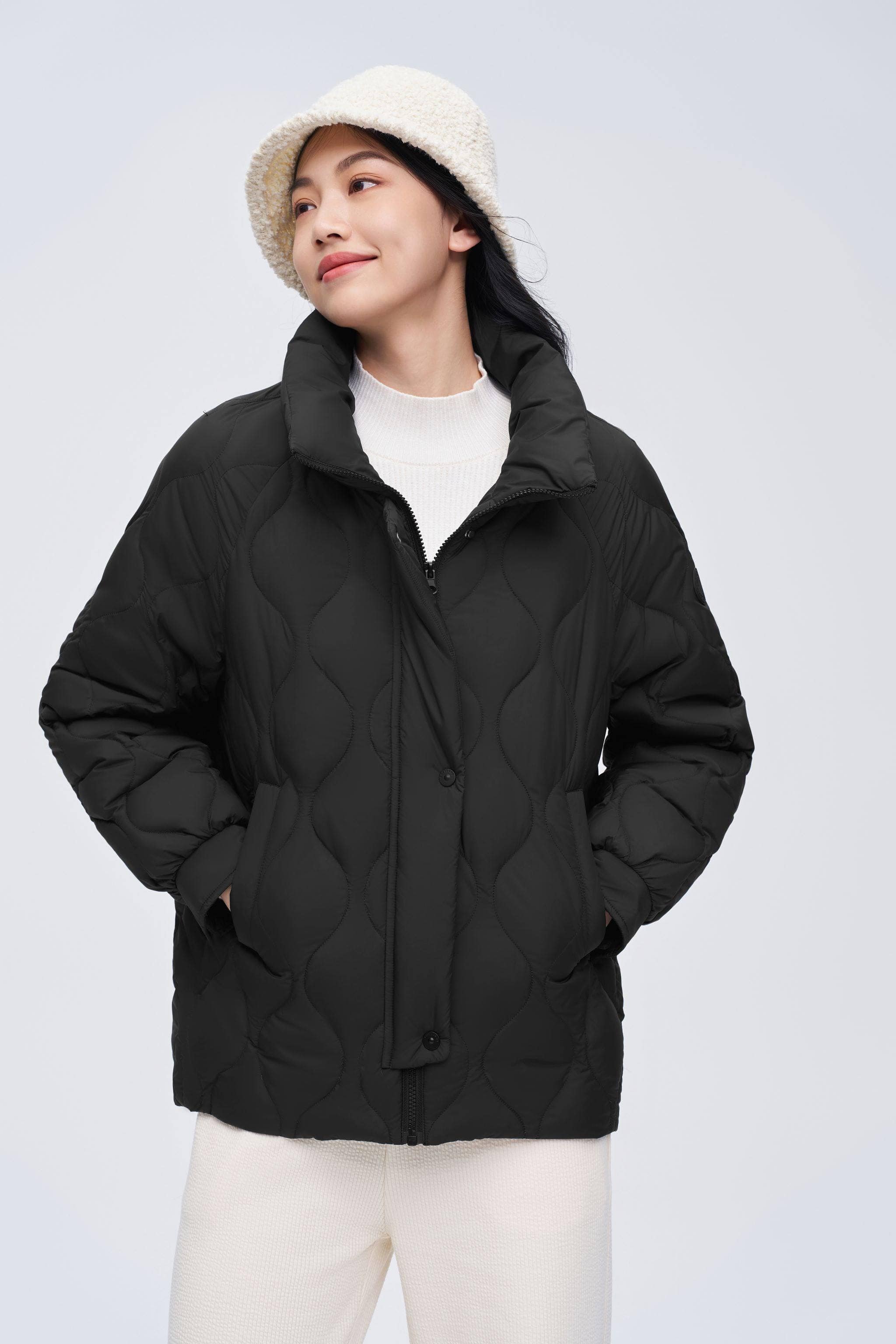 BOSIDENG 2023 Women's Contrast Piping Weightless Down Jacket Jacket 4 / Black