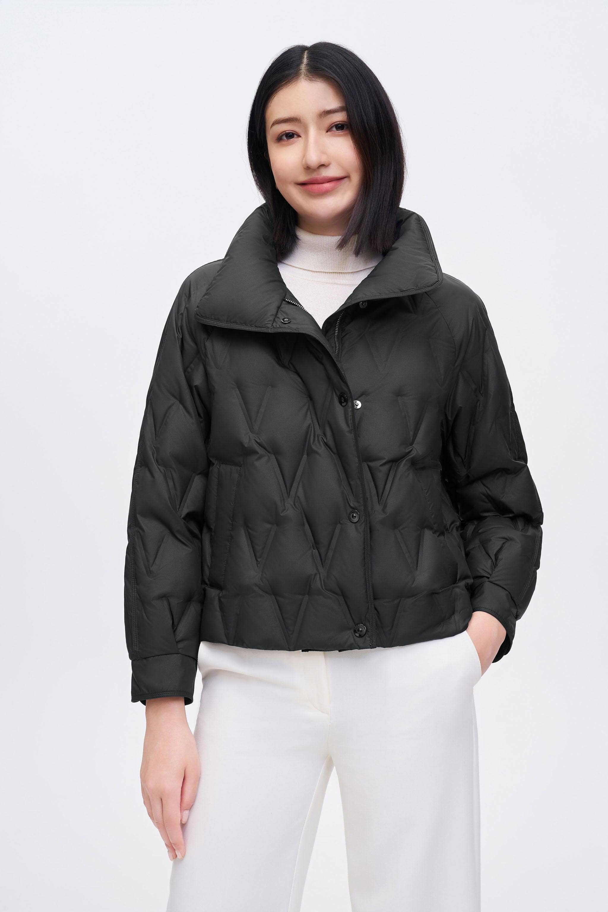 BOSIDENG 2023 Women's Goose Down Quilting Jacket Jacket 4 / Black