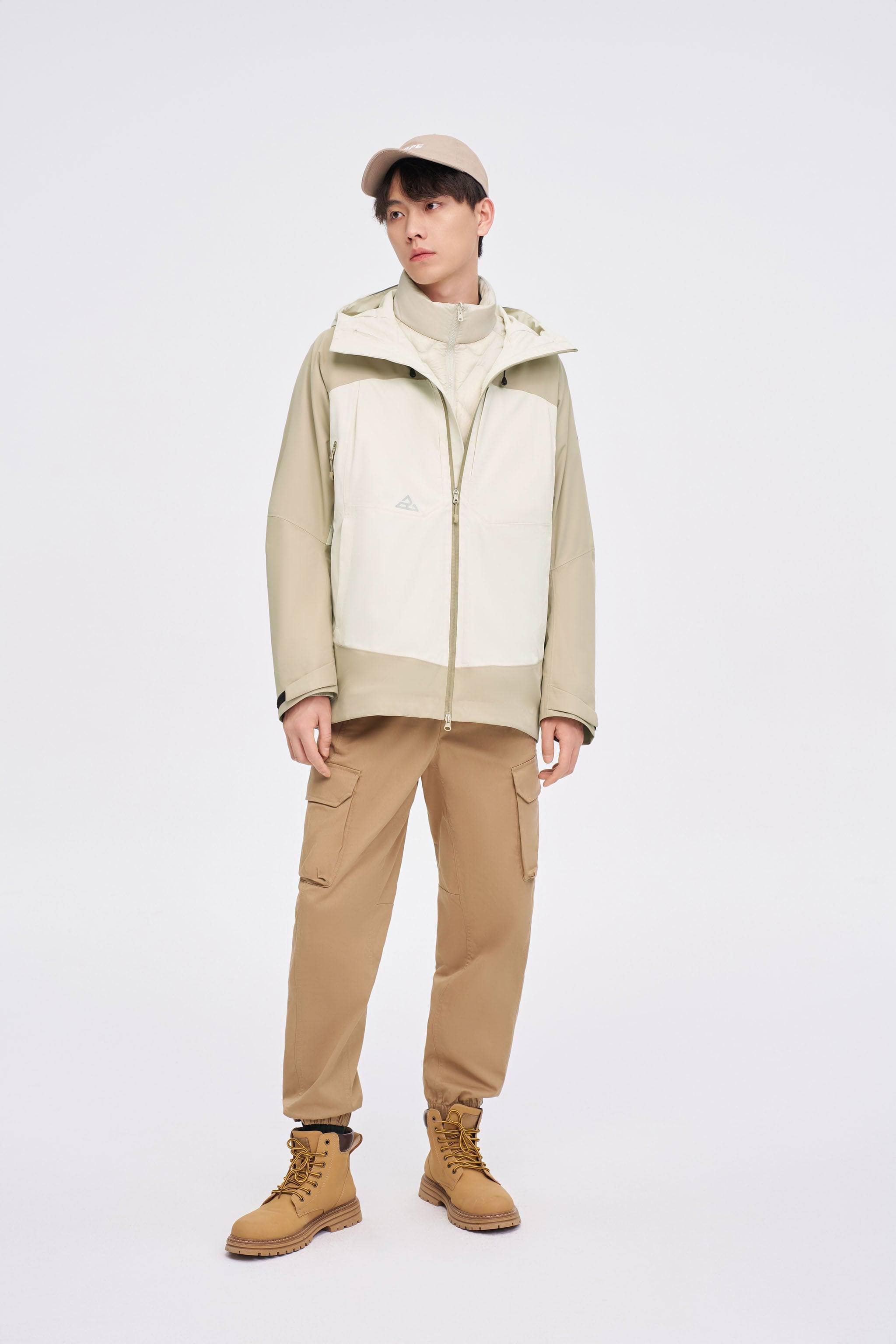 BOSIDENG 2023 3 in 1 All Weather Goose Down Parka Jacket S / Light Beige / Pale Oyster