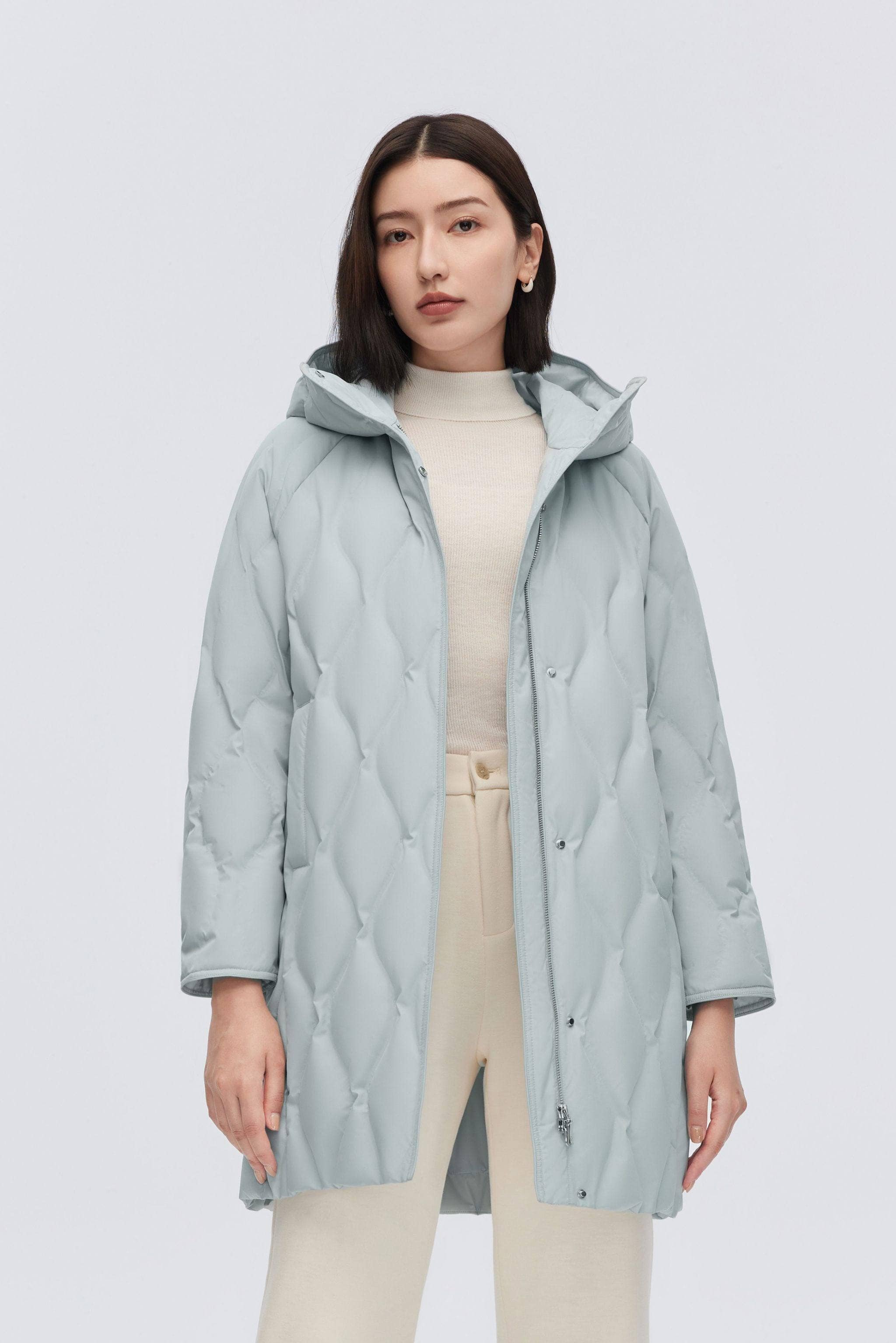 BOSIDENG 2023 Women's Classic Business Thigh Length Goose Down Coat Jacket