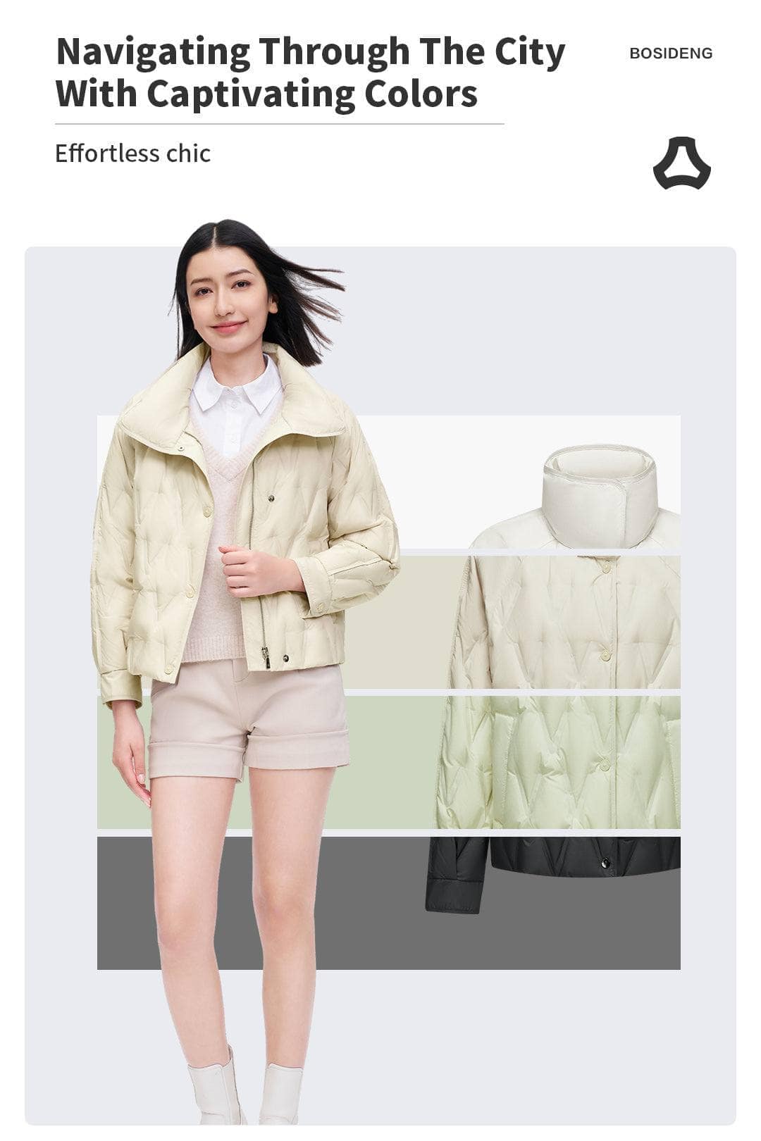 BOSIDENG 2023 Women's Goose Down Quilting Jacket Jacket