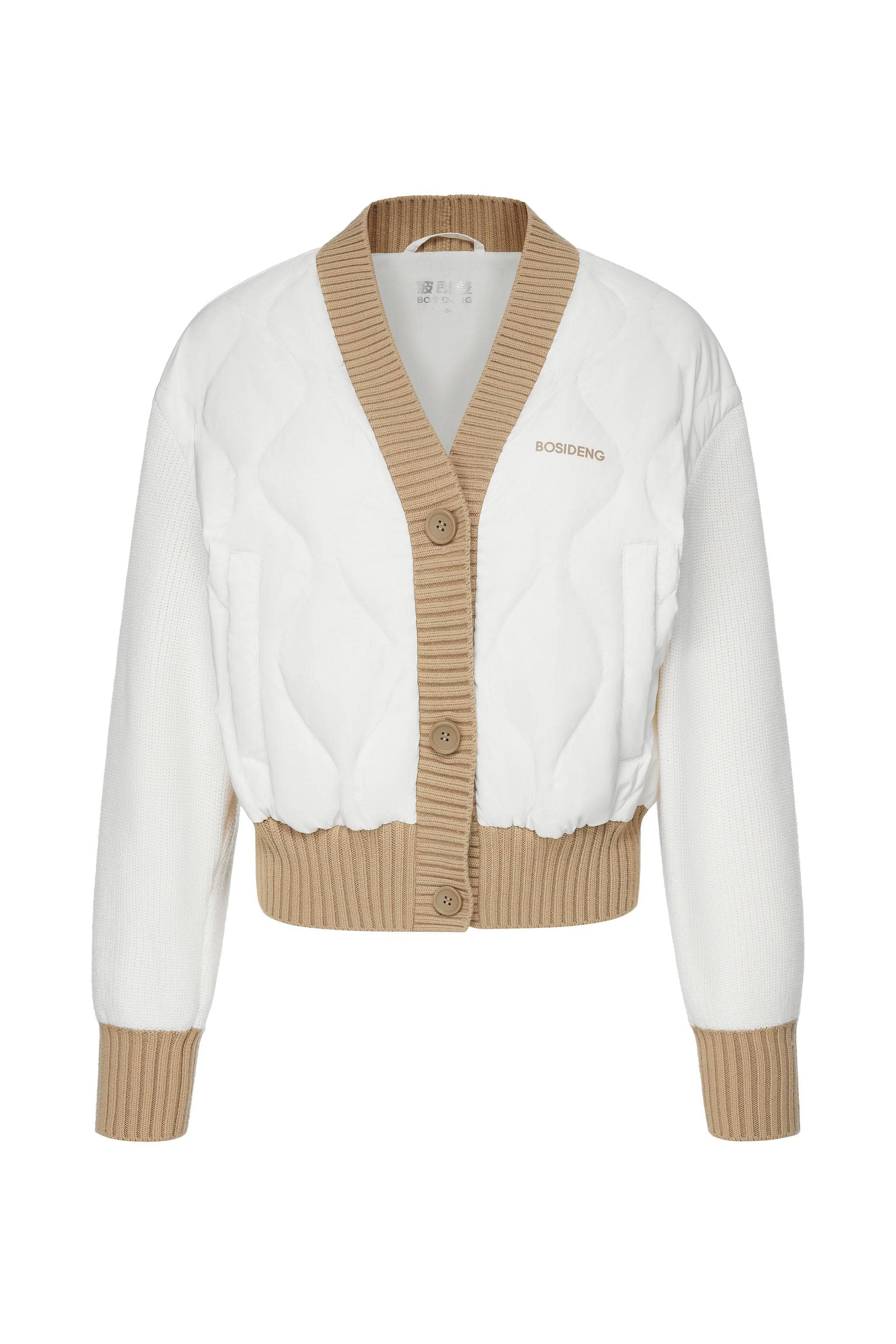 BOSIDENG 2023 Womens Goose Down Contrast Cardigan Jacket