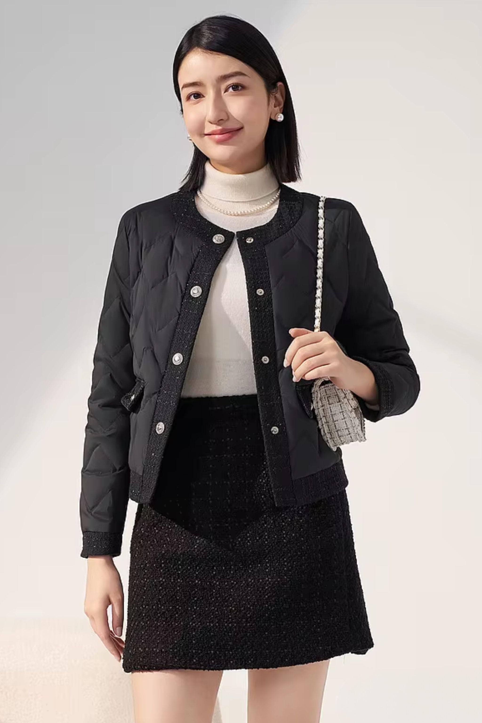 BOSIDENG 2023 Womens Goose Down Houndstooth Jacket Jacket