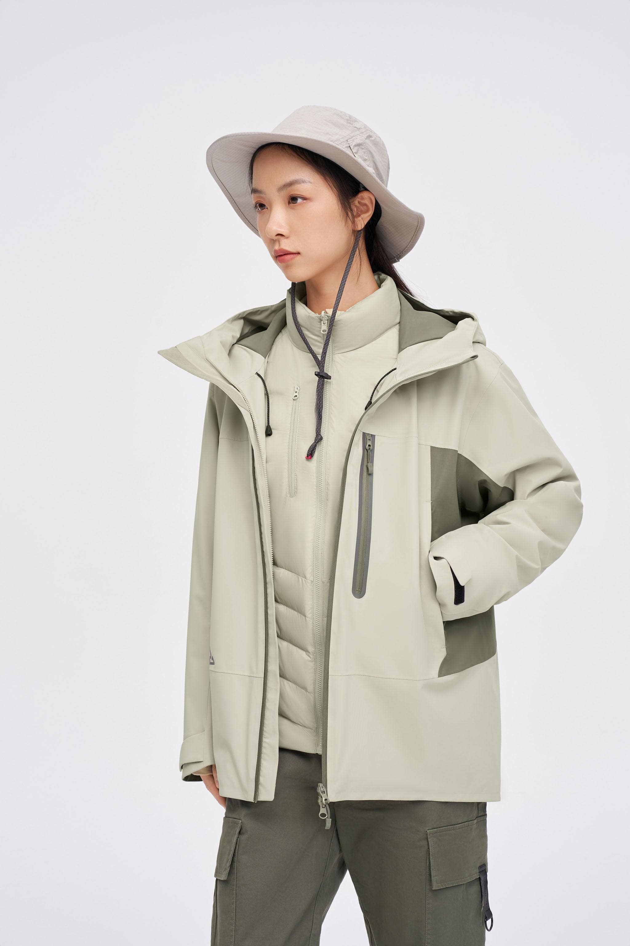 BOSIDENG 2023 3 in 1 All Weather Goose Down Parka 2420 Jacket XXS / Sand