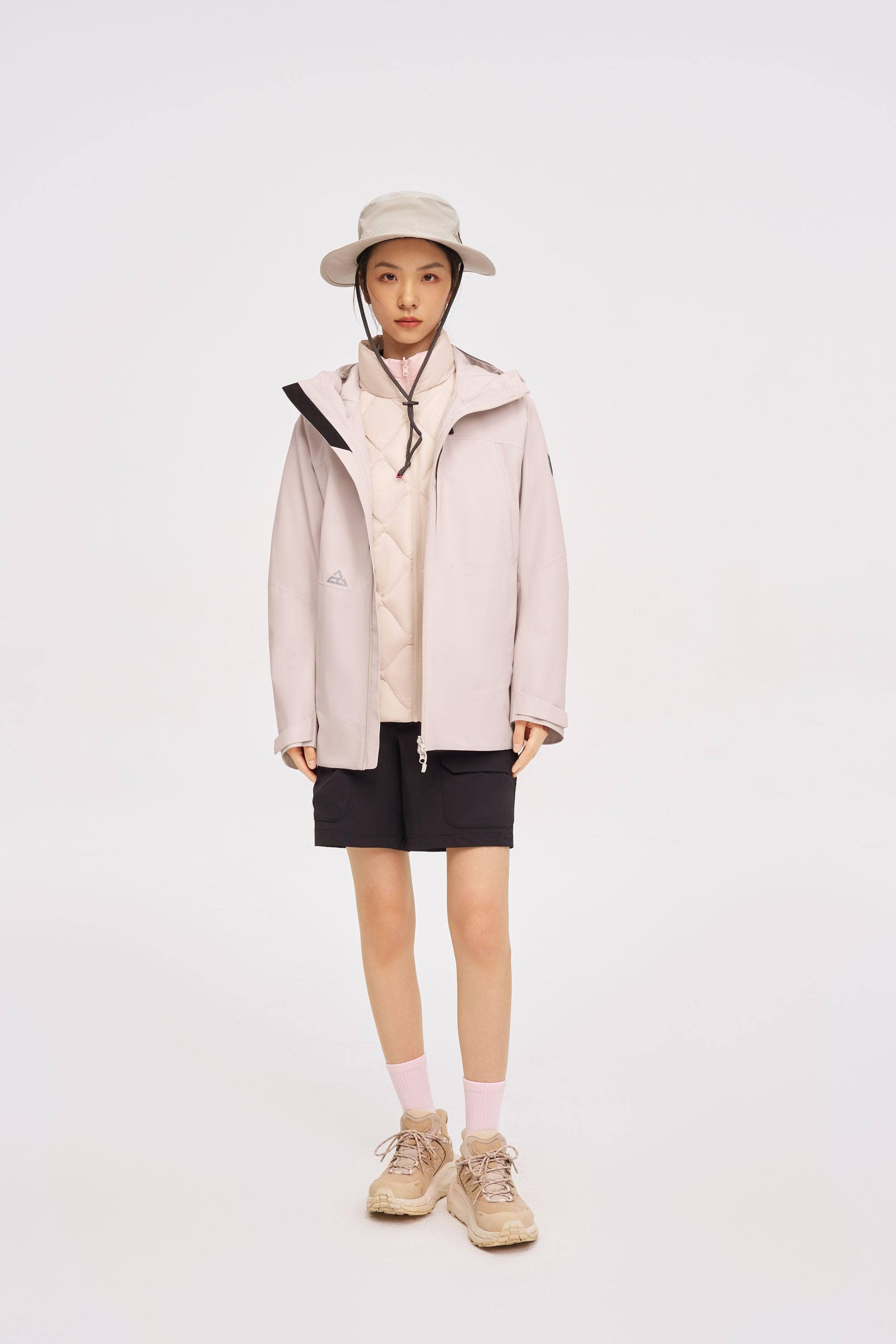 BOSIDENG 2023 3 in 1 All Weather Goose Down Parka Jacket XXXS / Pinkish Tan