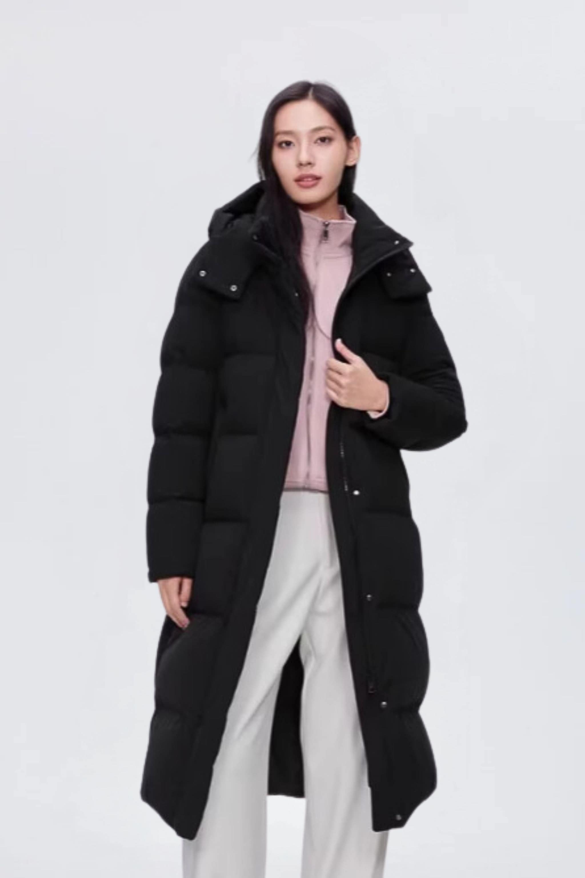 BOSIDENG 2024 Feel the Cloud women’s down coat with detachable hood Jackets Black / 4