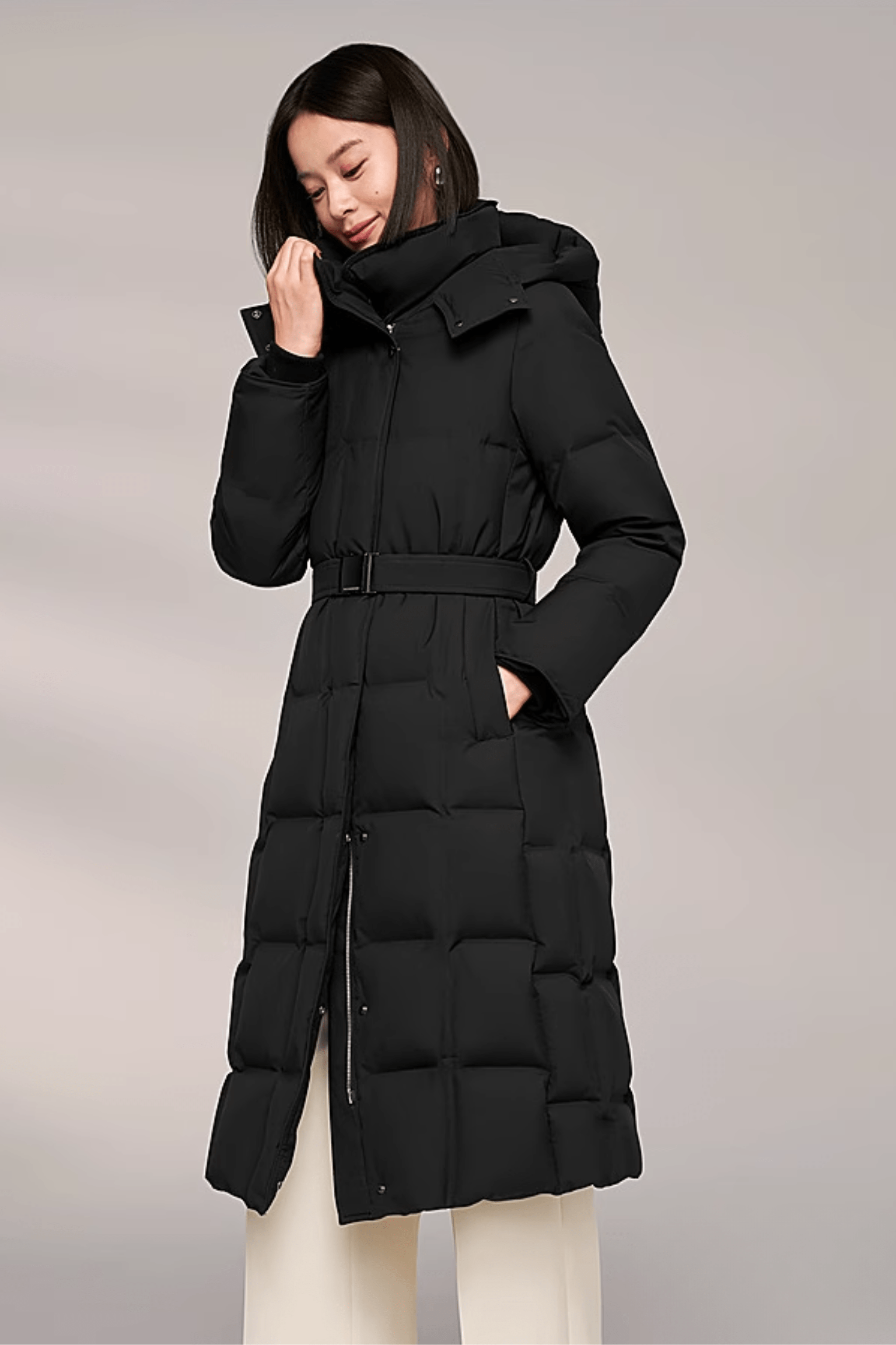 BOSIDENG 2024 Women’s patterned long goose down coat Coats Black / 4