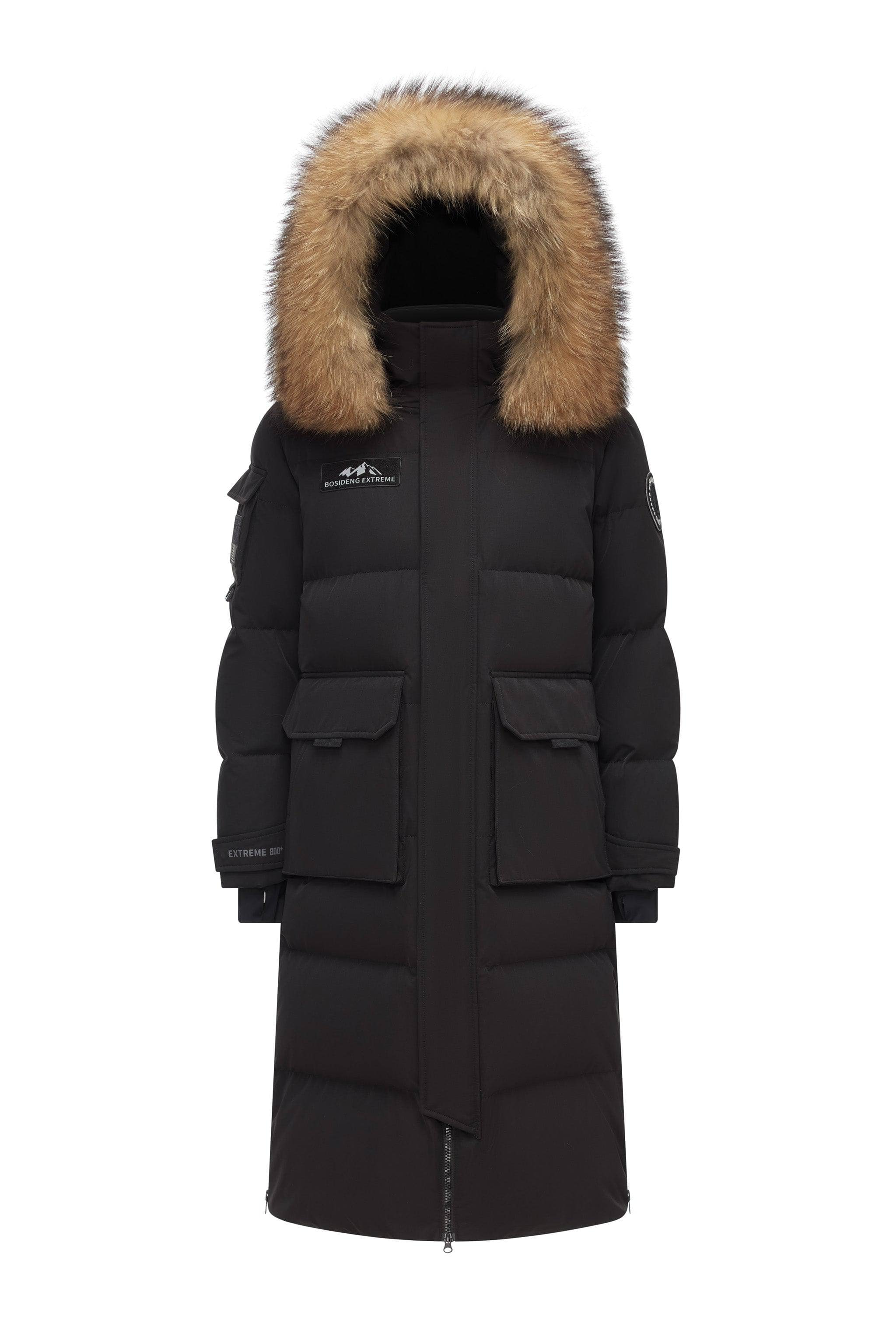 BOSIDENG 2024 Classic Extreme Full Length Goose Down Parka Fur Hood Parka