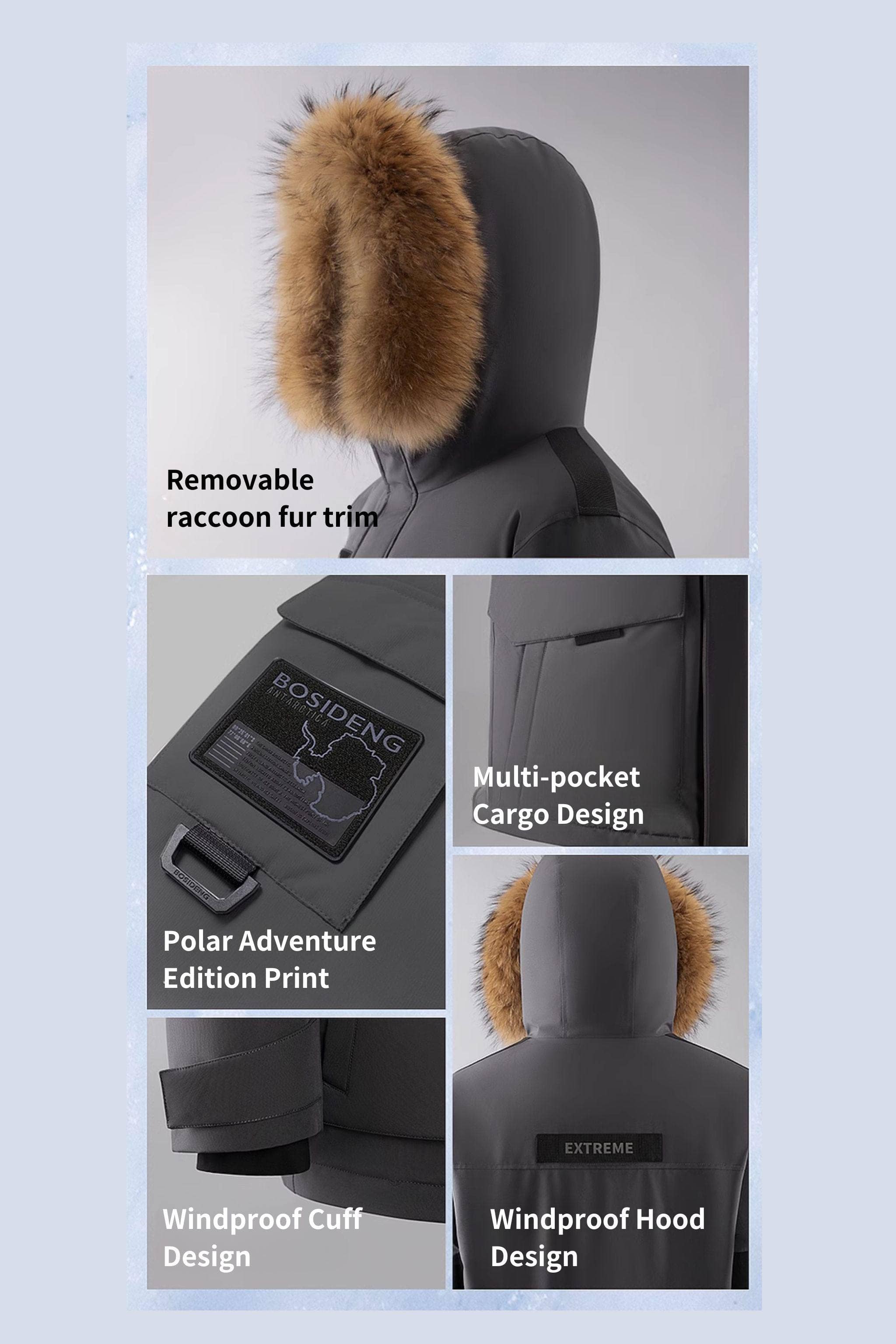 BOSIDENG 2024 Classic Extreme Goose Down Parka With Fur Hood 2317 Parka