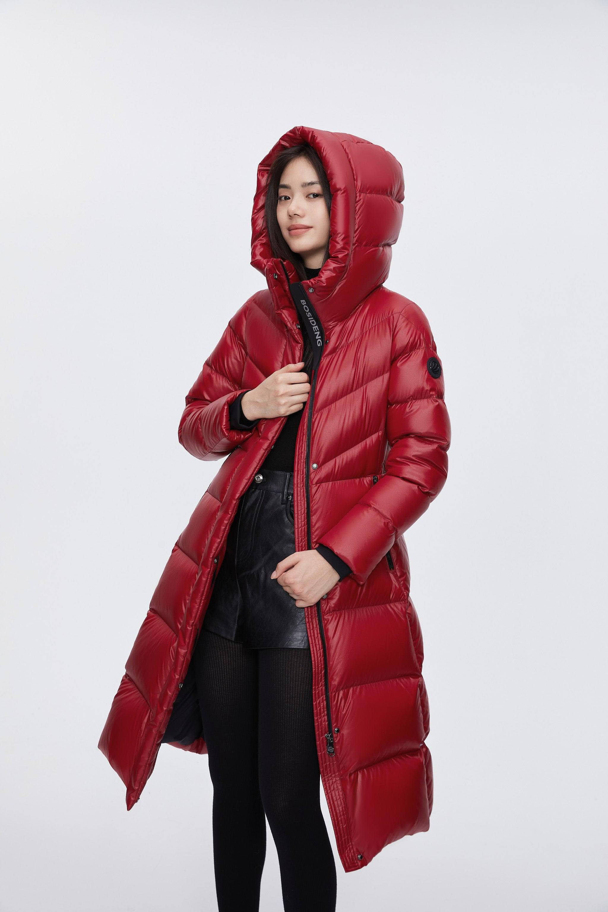 BOSIDENG 2024 Classic Long Hooded Puffer With Belt Puffer