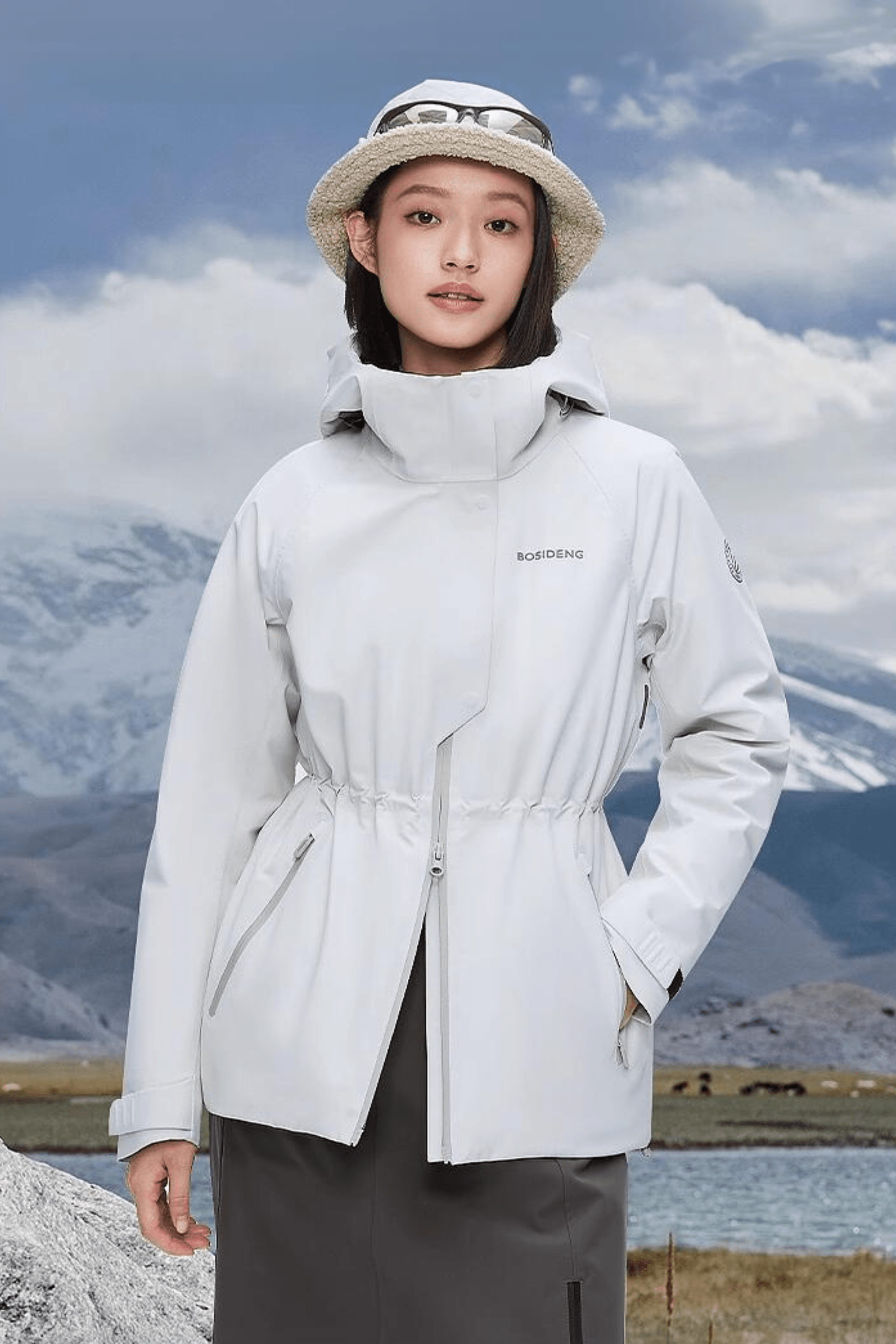 BOSIDENG 2024 Women's goose down hoody windstopper 2406 Jackets Cloud grey / 4