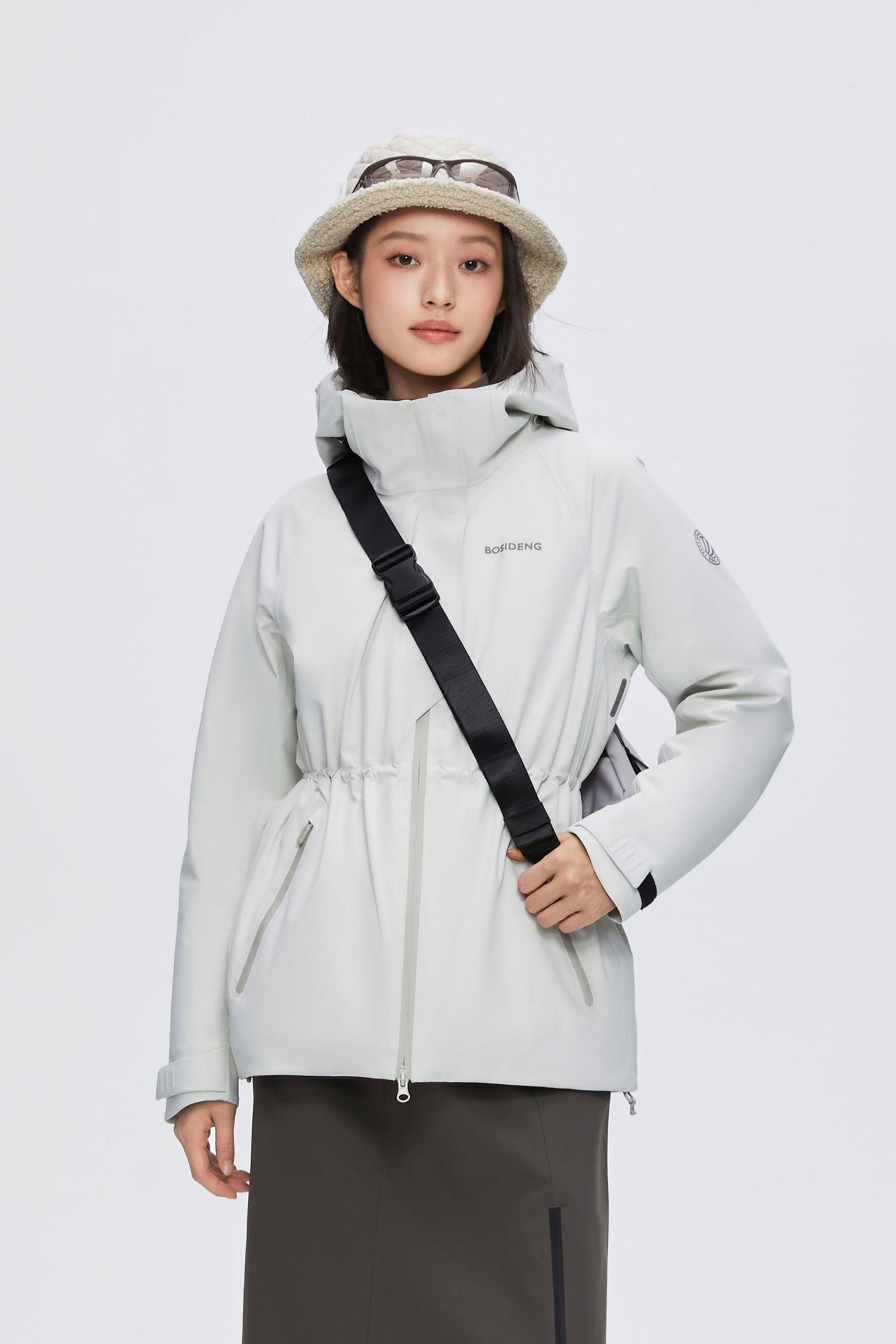 BOSIDENG 2024 Women's goose down hoody windstopper 2406 Jackets Cloud grey / 4