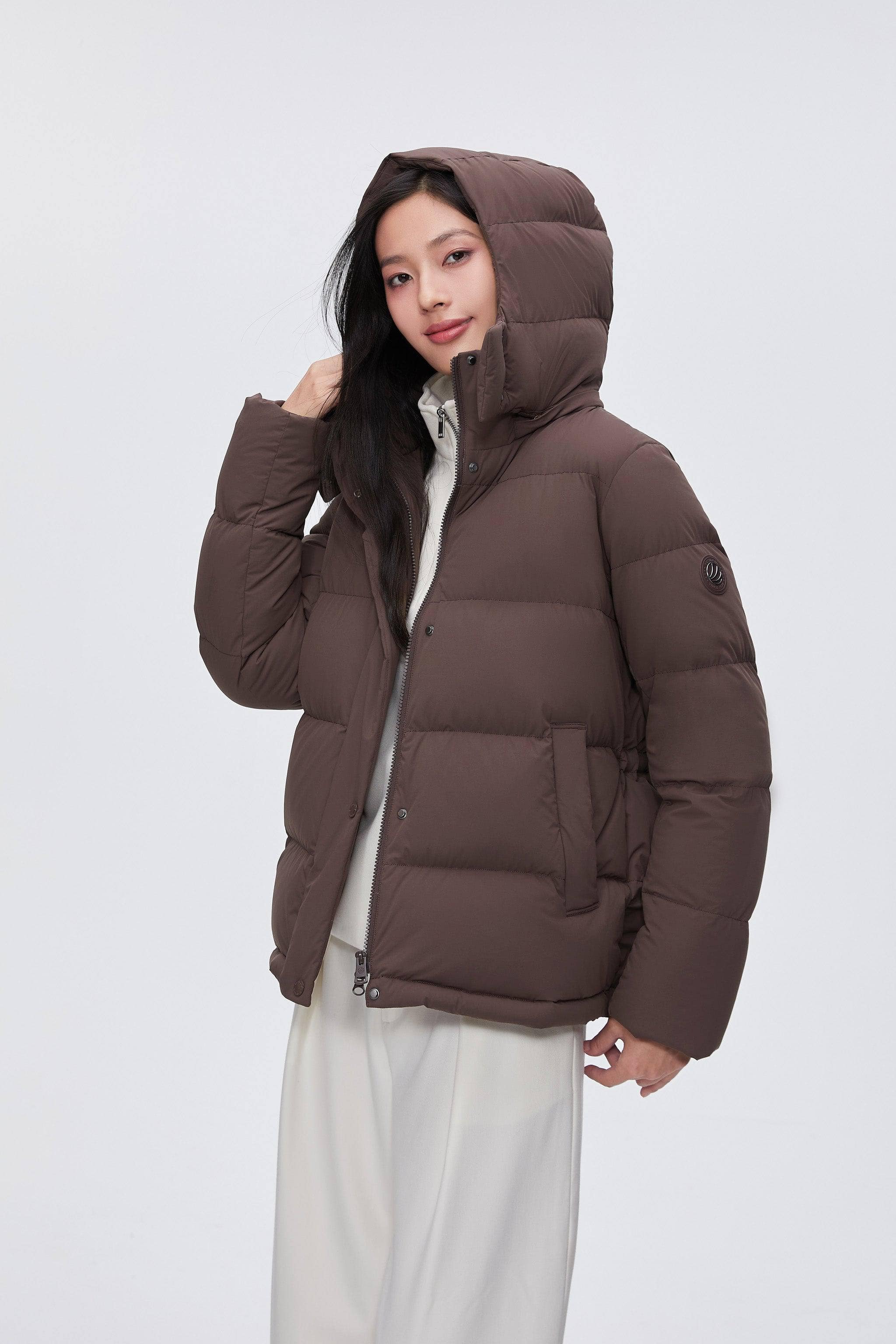 BOSIDENG 2024 Comfy women's down jacket with detachable hood Jackets