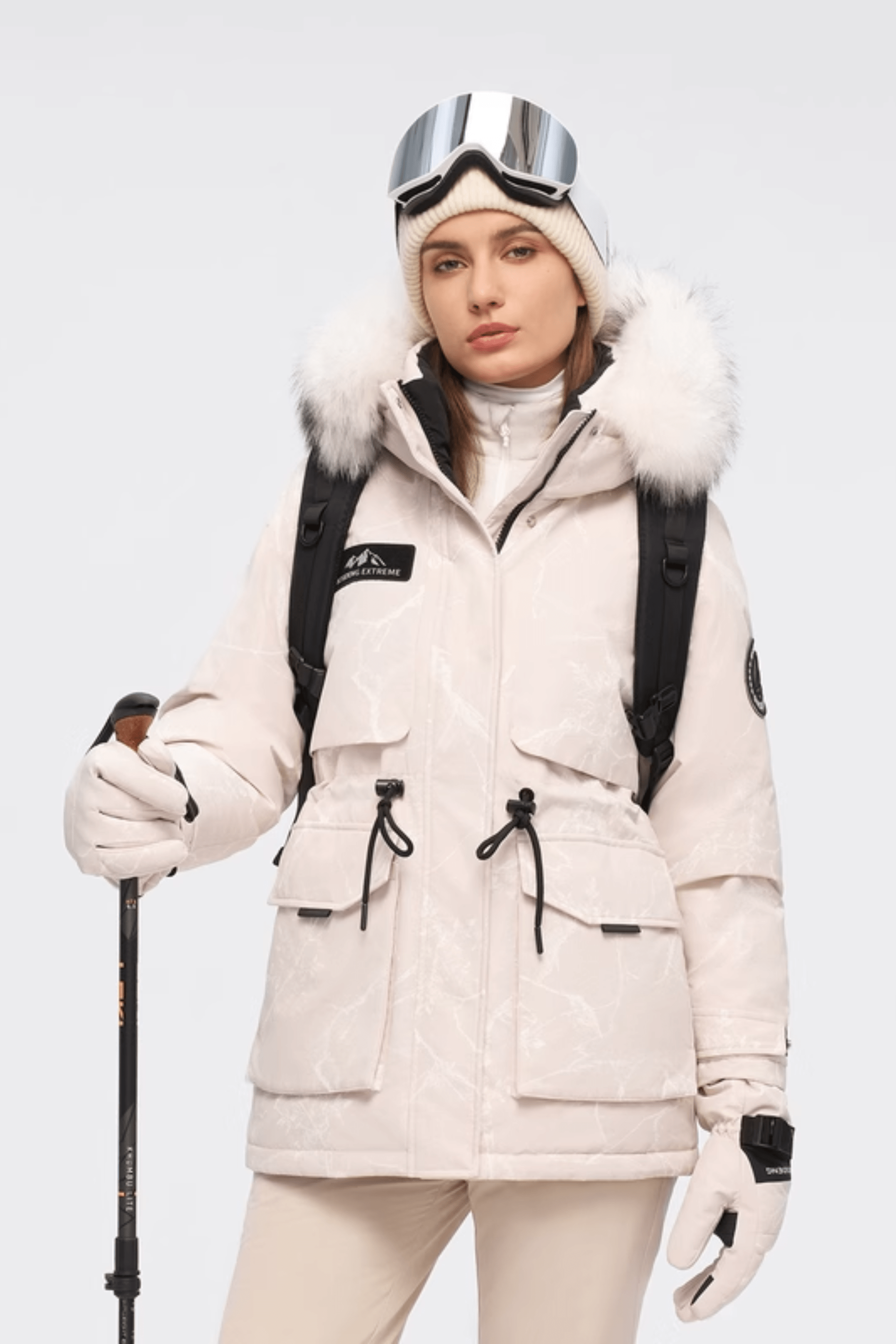 BOSIDENG 2024 Women’s classic extreme goose down jacket with fur hood Jackets Icy oat / 4