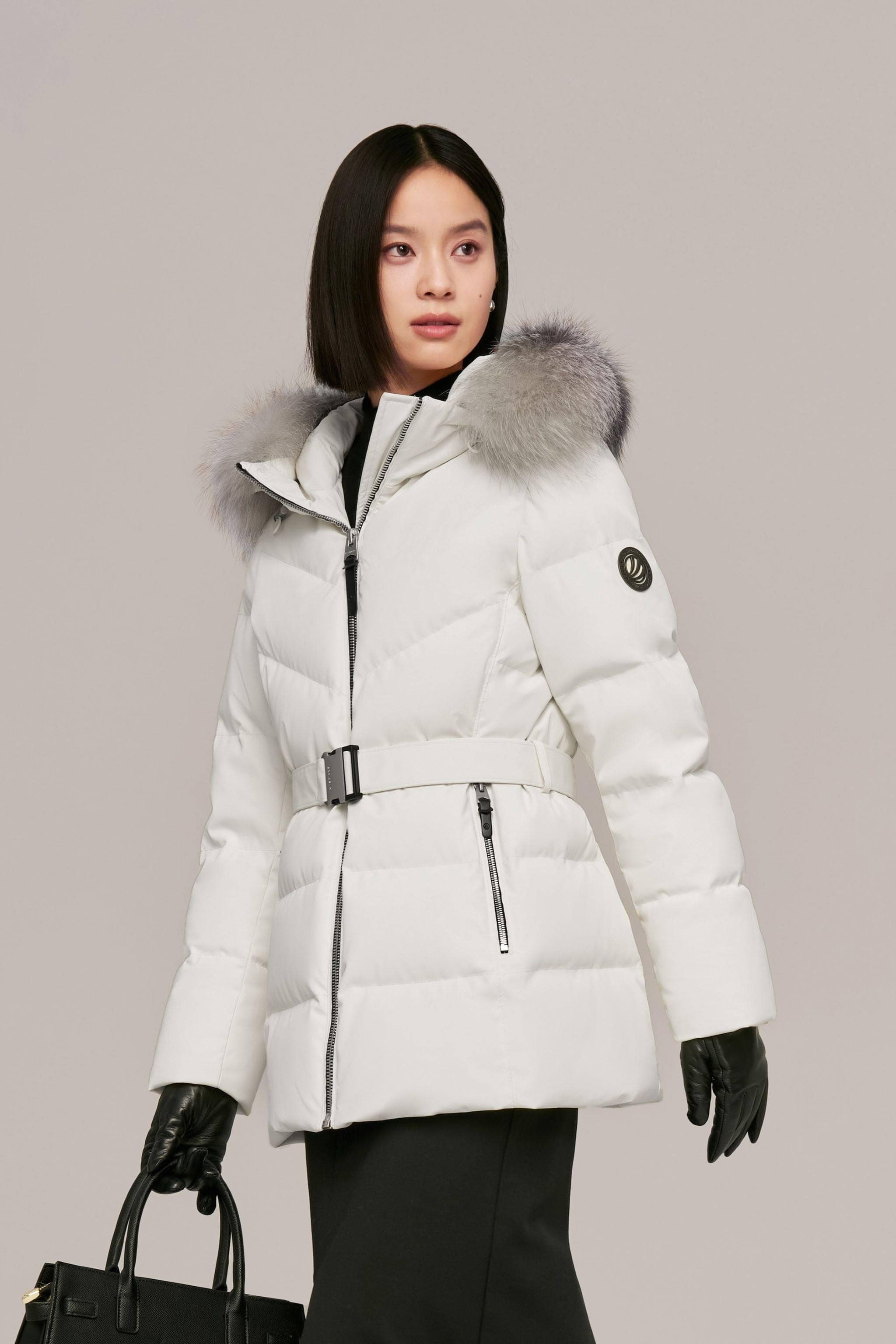 BOSIDENG 2024 Premium Business Women's Goose Down Jacket With Hood Jackets Jade white / 4