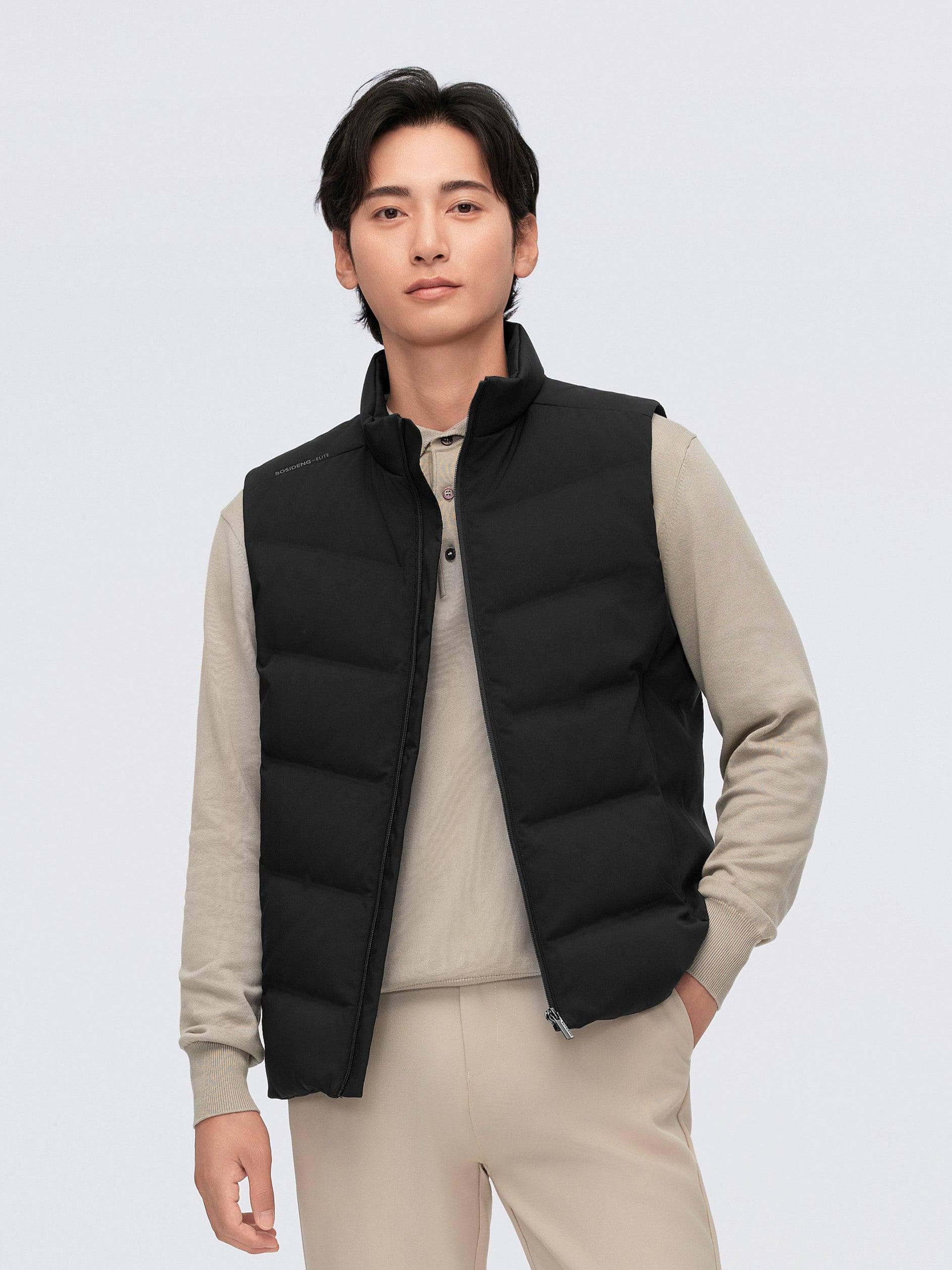 BOSIDENG 2024 Men's Goose Down Smart Gilet 4101 S / Black