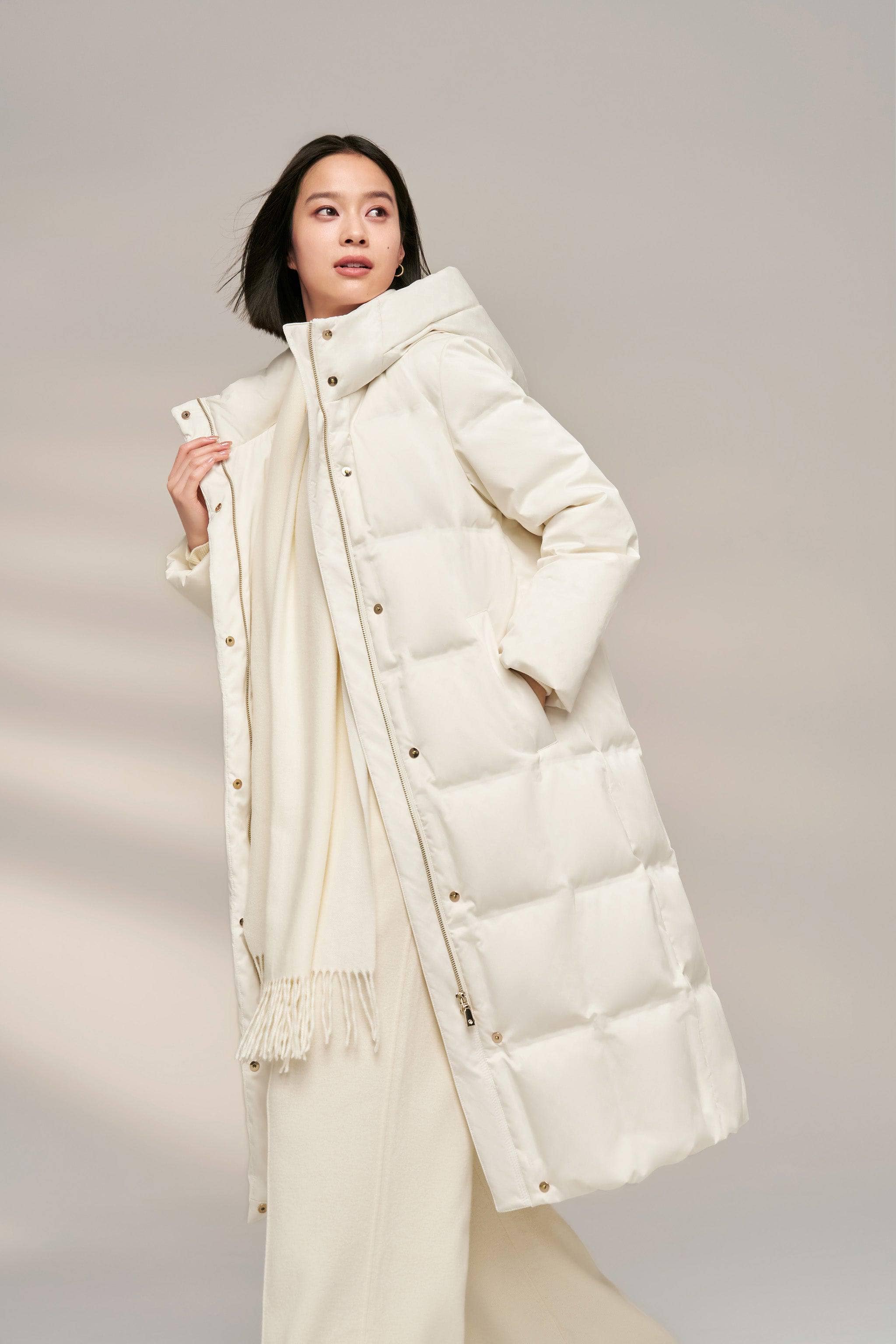 BOSIDENG 2024 Women's Diamond Quilt Full Length Goose Down Coat Jackets