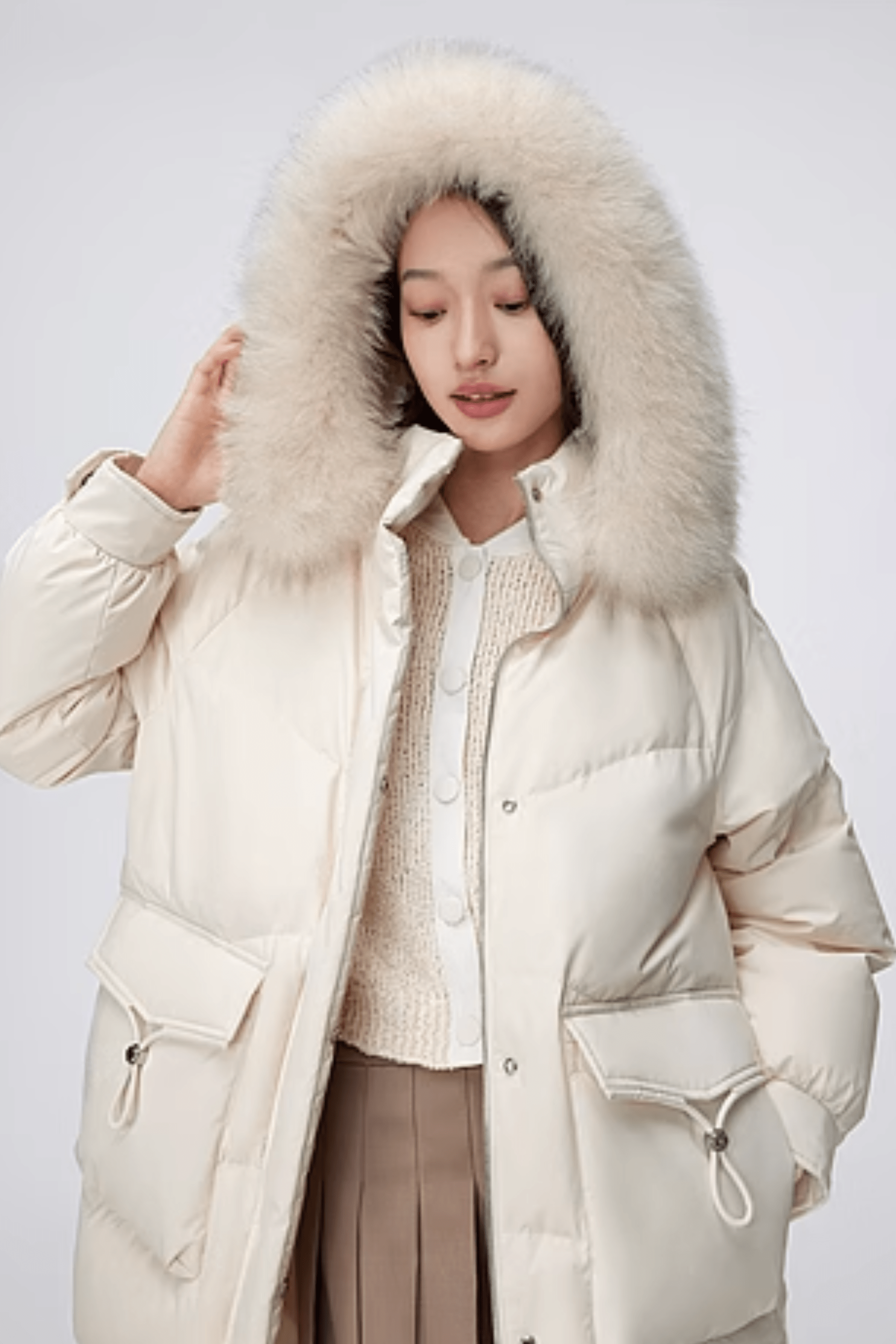 BOSIDENG 2024 Women's Long Down Coat With Detachable Hood 5212 Jackets