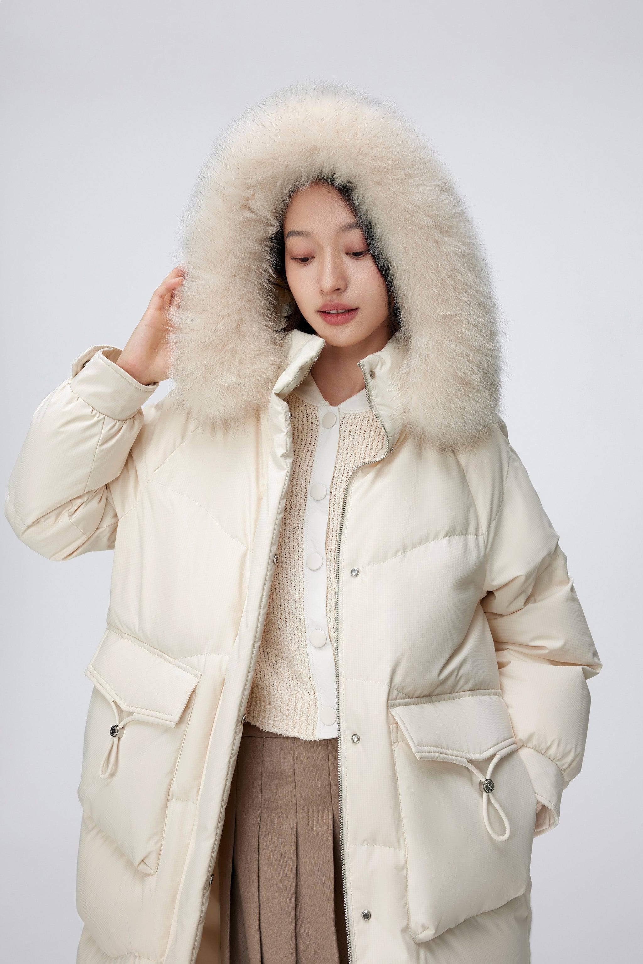 BOSIDENG 2024 Women's Long Down Coat With Detachable Hood 5212 Jackets