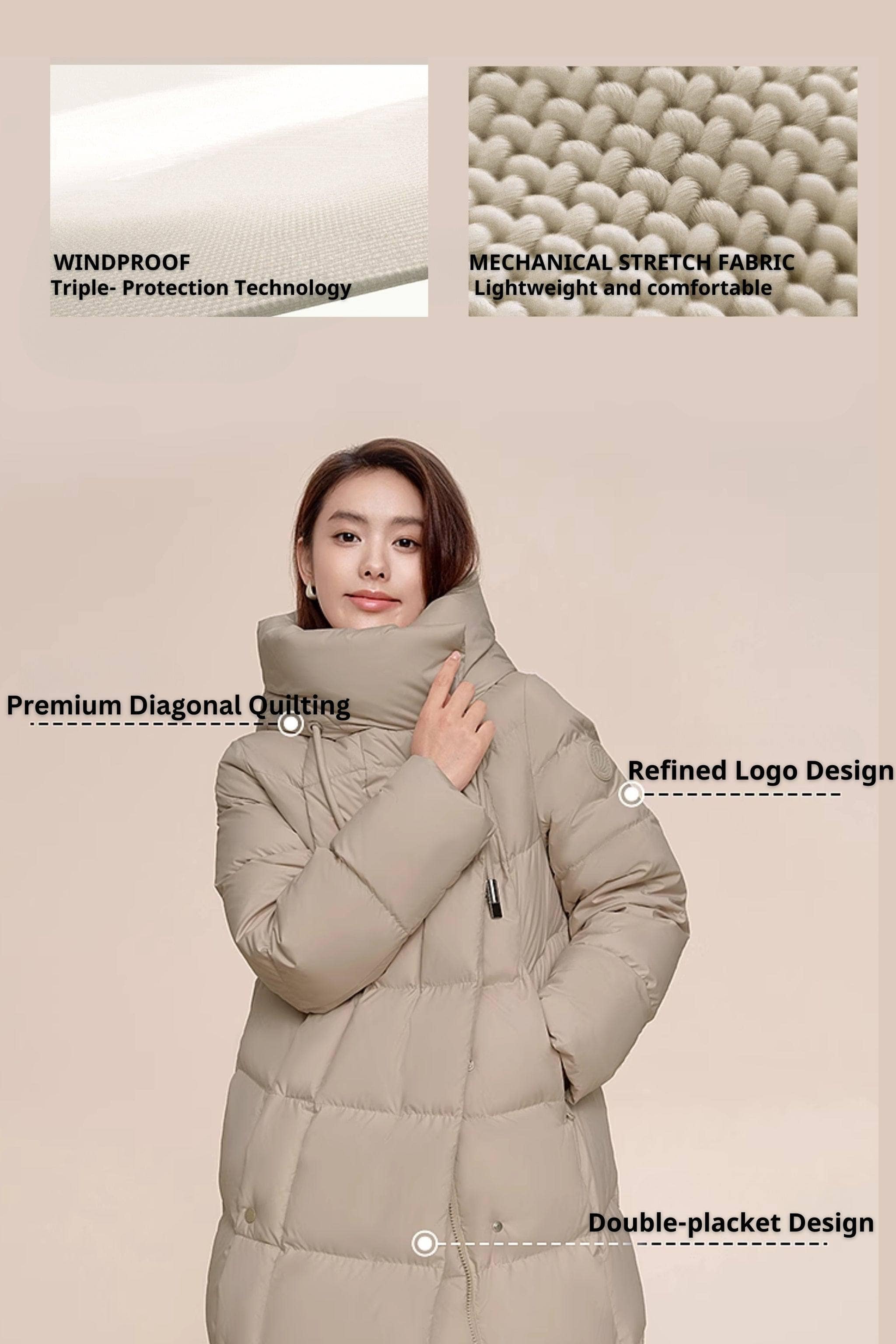 BOSIDENG 2024 Women's Long Length Down Coat 5184 Jackets