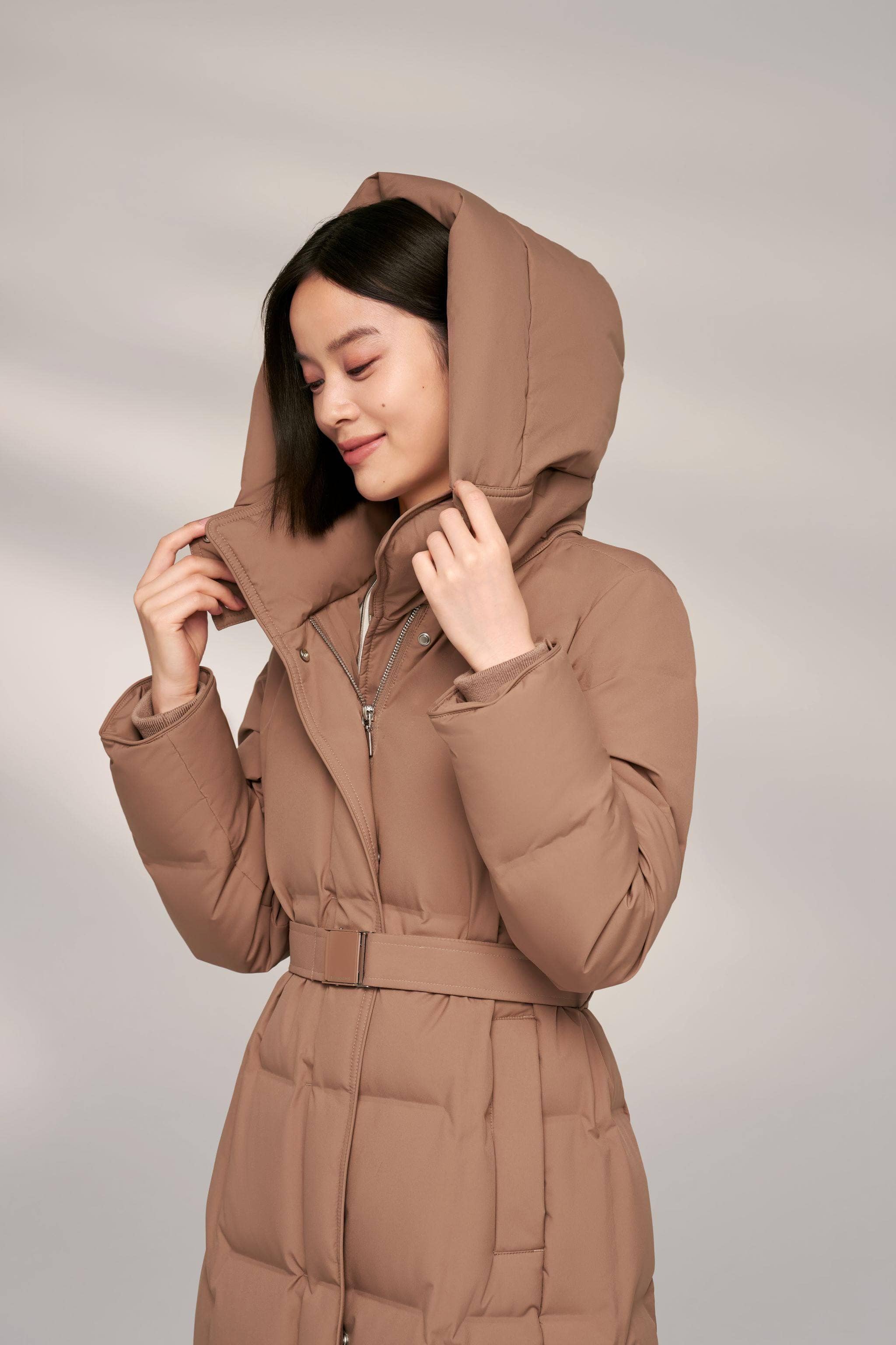 BOSIDENG 2024 Women’s Patterned Long Goose Down Coat With Belt Coats