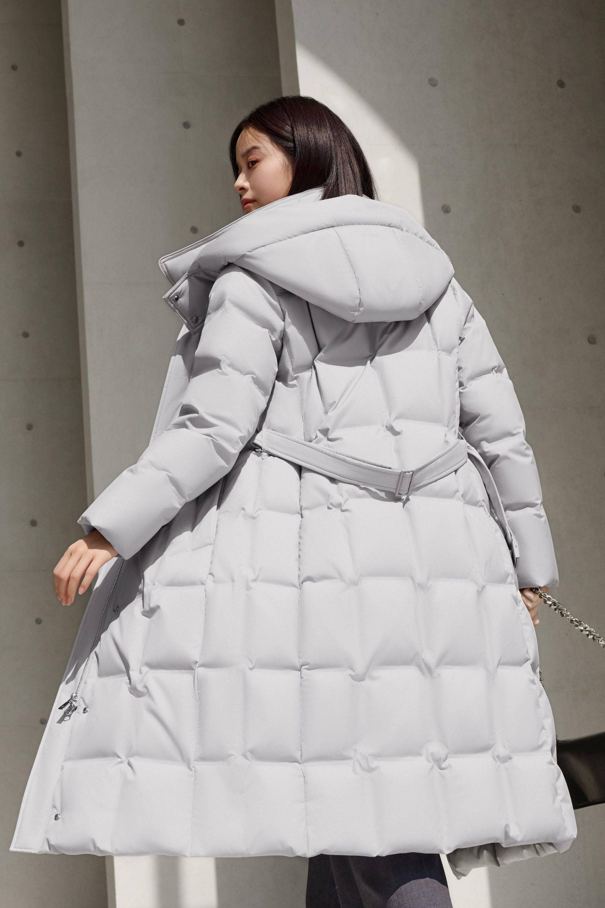 BOSIDENG 2024 Women’s Patterned Long Goose Down Coat With Belt Coats