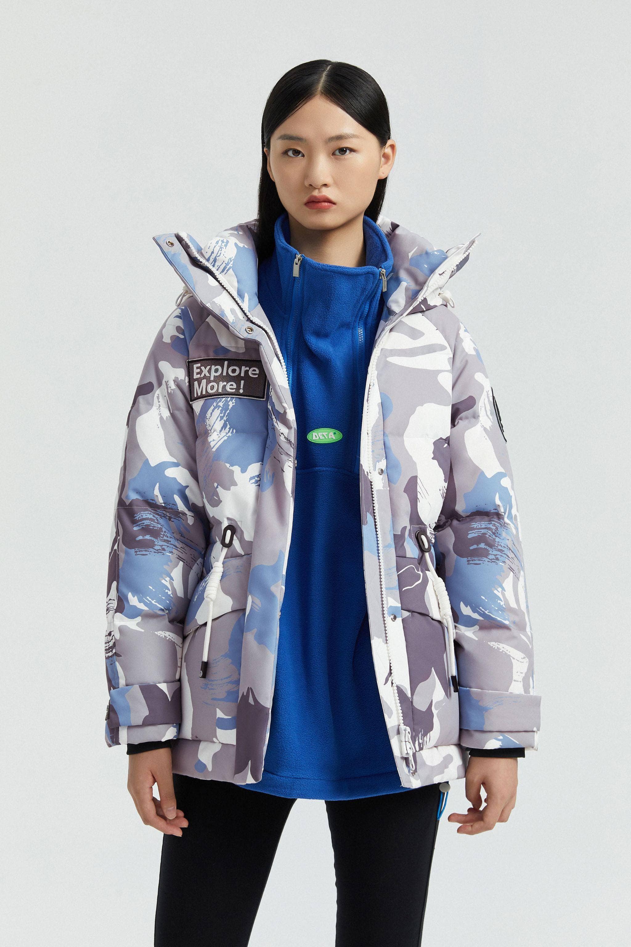 BOSIDENG Women's Hooded Parka Parka 4 / Blue camo