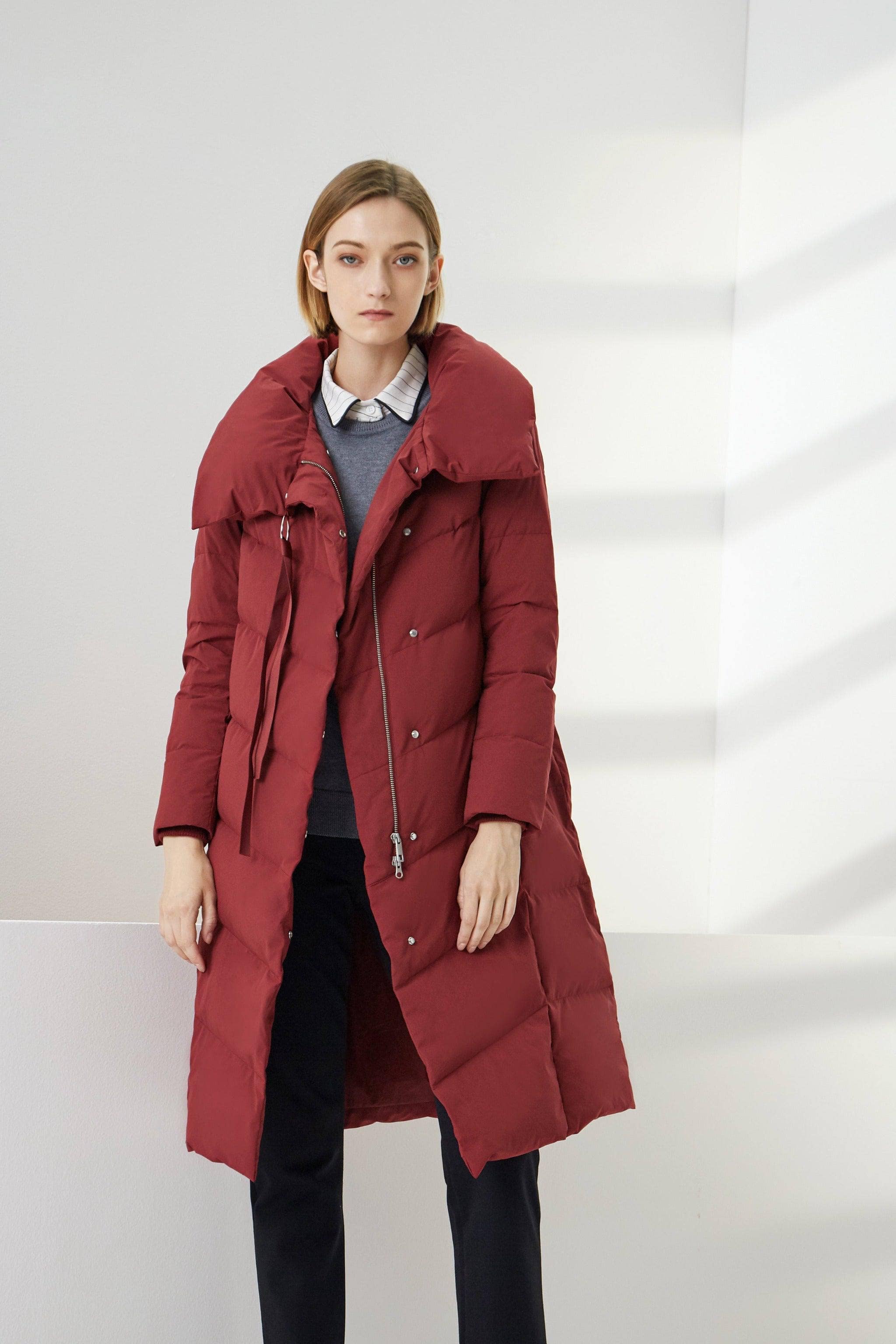 BOSIDENG Long Lapel Goose Down Jacket Jacket 4 / Dark Red