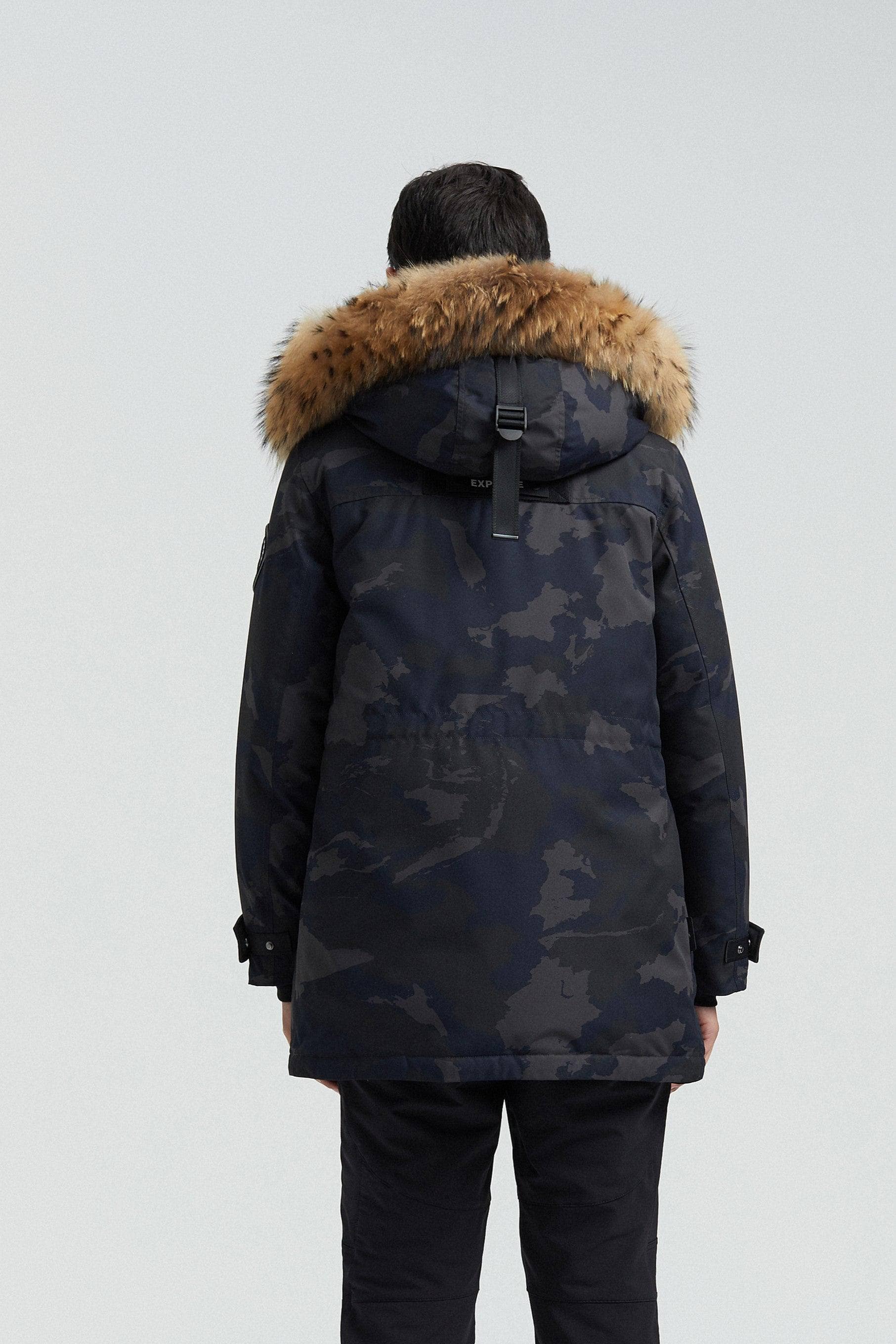 BOSIDENG Goose Down Hooded Parka with Fur Trim Parka