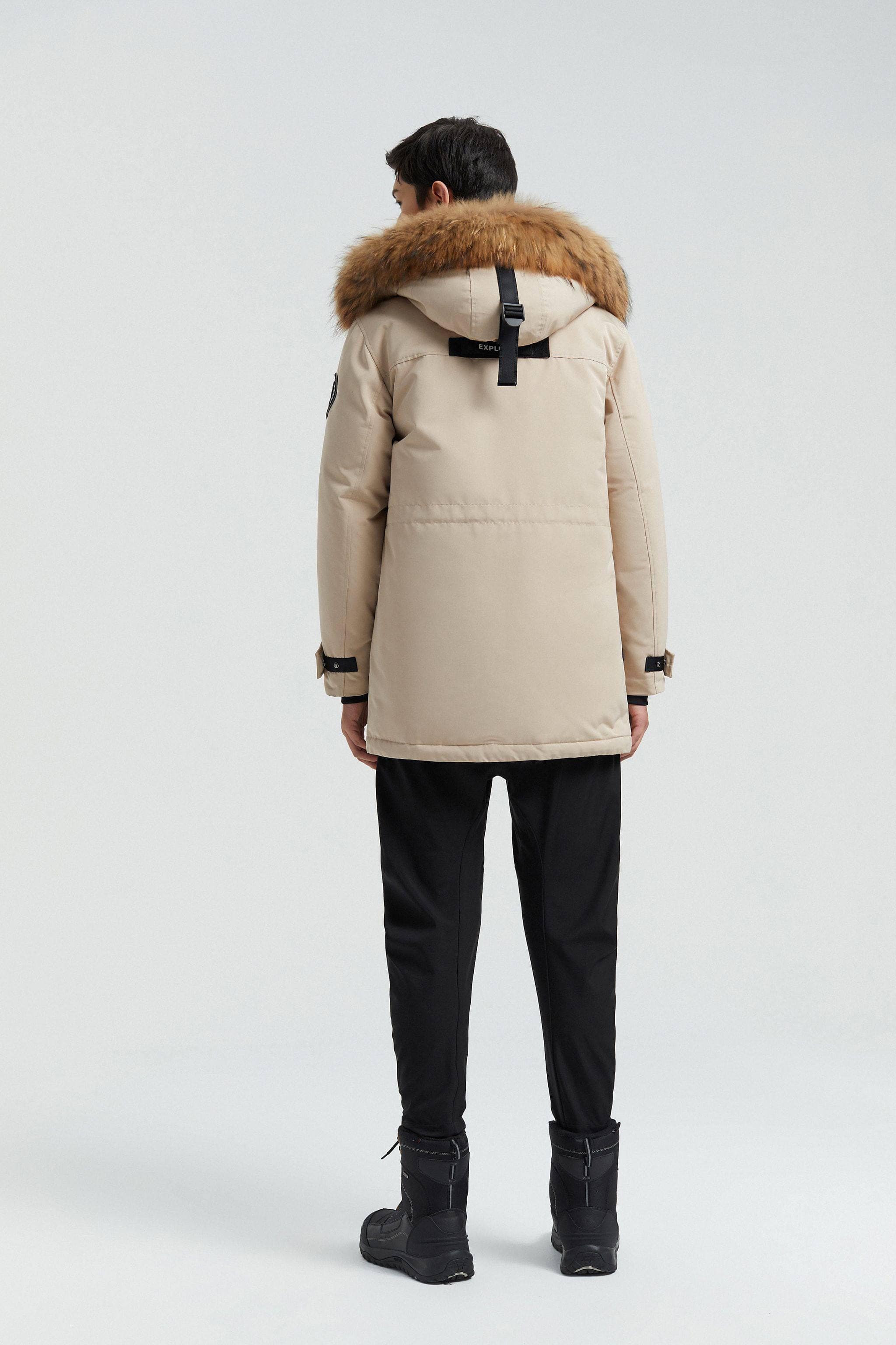 BOSIDENG Goose Down Hooded Parka with Fur Trim Parka