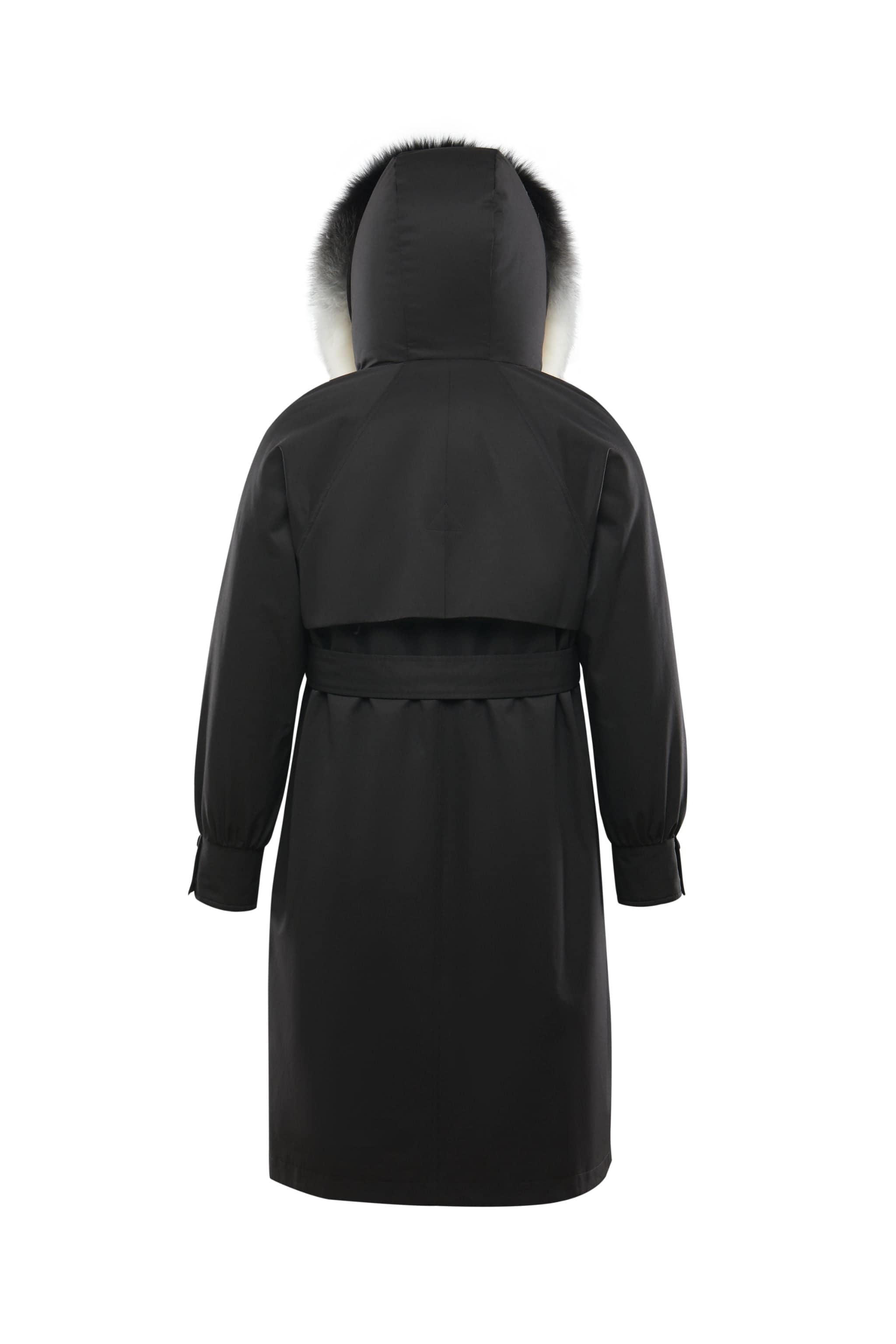 BOSIDENG Hooded Trench Coat with Fur Trim Coat