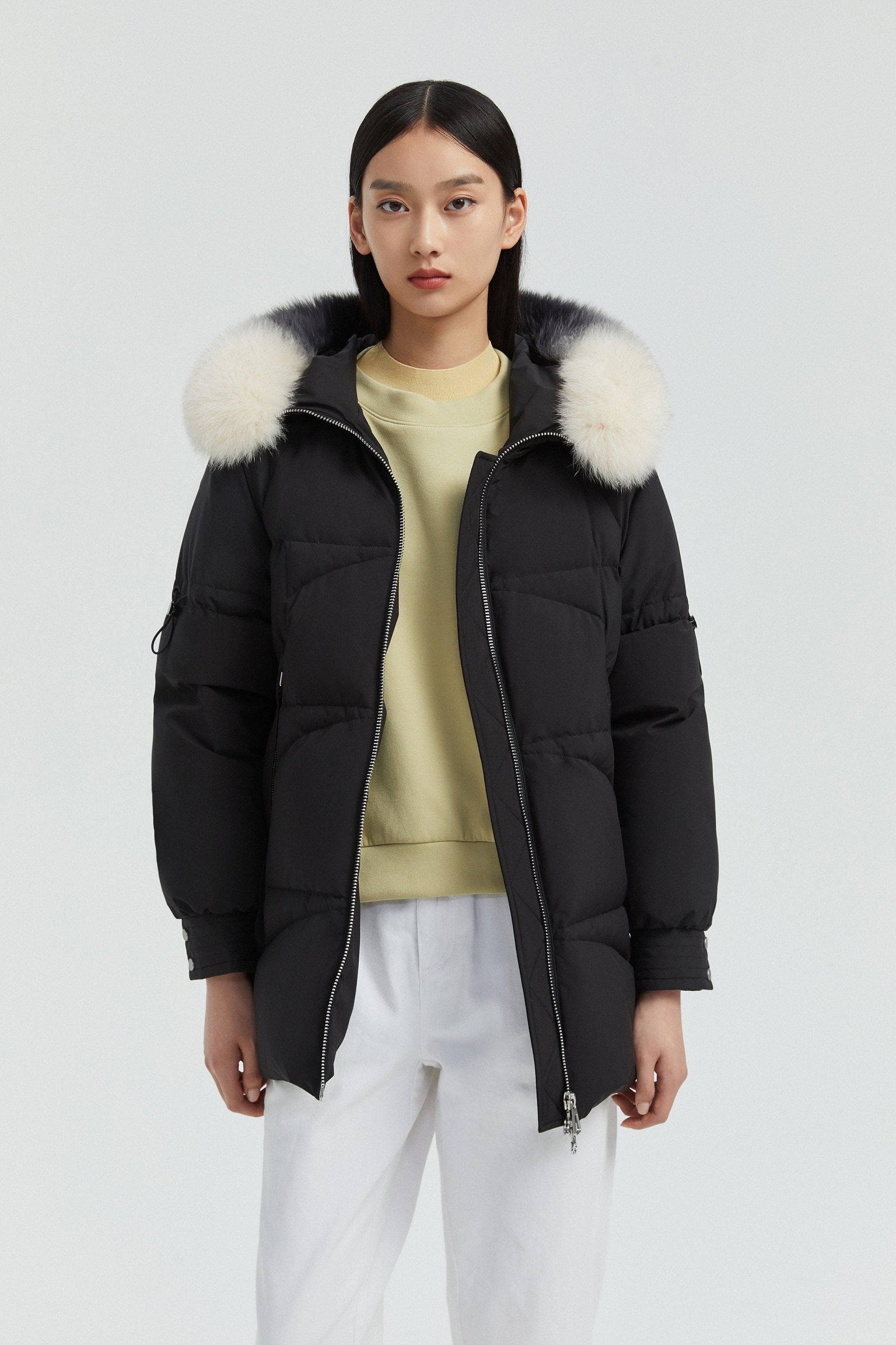 BOSIDENG Women's Hooded Parka with Fur Trim Parka